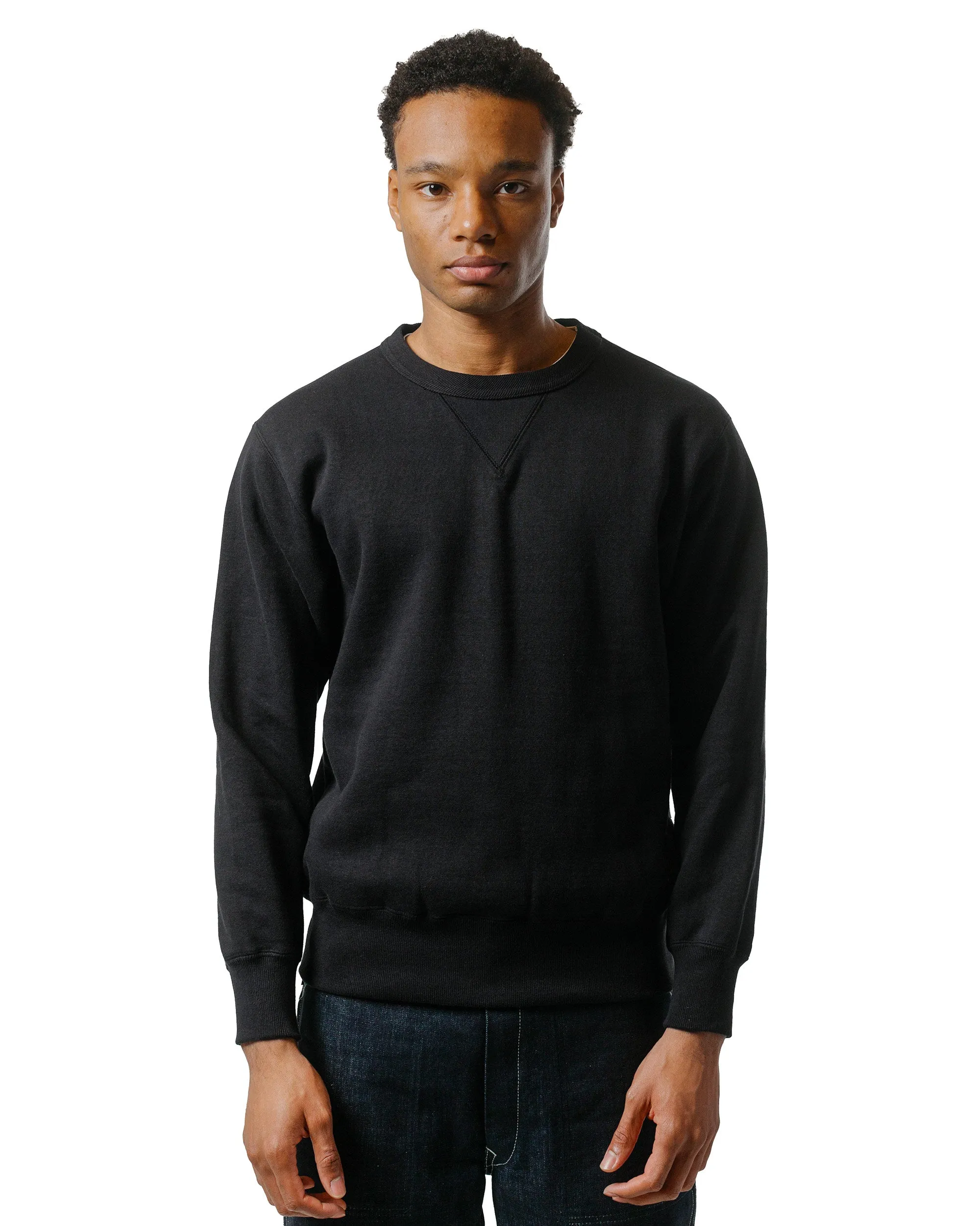 The Real McCoy??s MC24113 10 Oz. Loopwheel Crewneck Sweatshirt Black Stain-Resistant product floral delicacy
