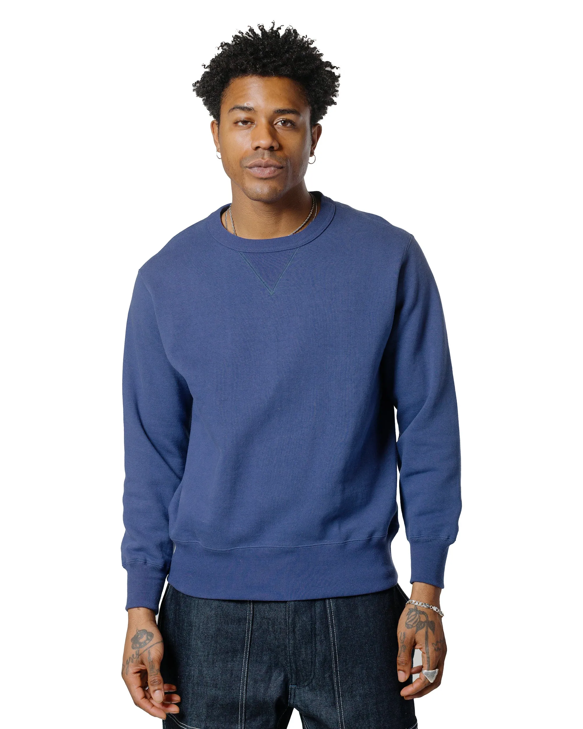 glove accents Classic Chic The Real McCoy??s MC24113 10 Oz. Loopwheel Crewneck Sweatshirt MQ Navy