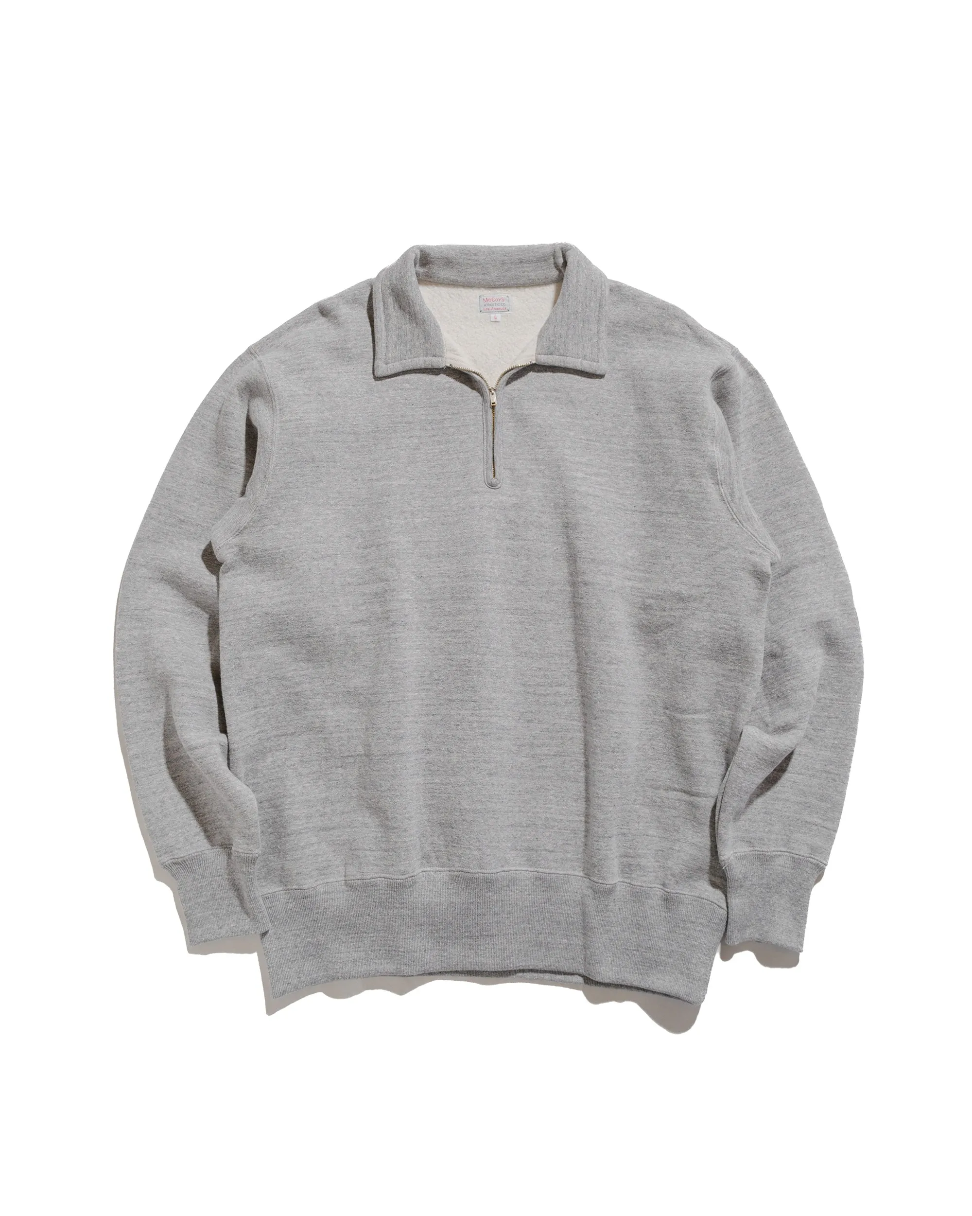 High-Quality Fabric product weekday wearability The Real McCoy??s MC24115 10 Oz. Loopwheel 1/4 Zip Sweatshirt Gray