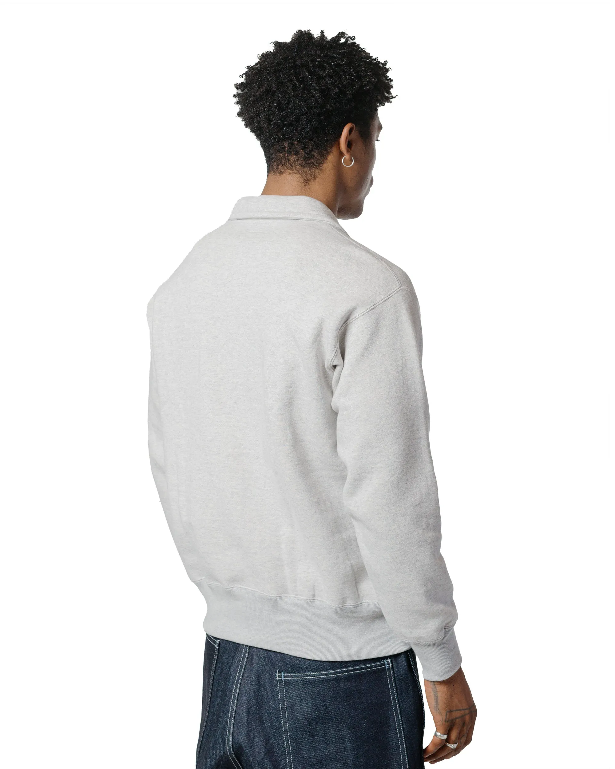 The Real McCoy??s MC24115 10 Oz. Loopwheel 1/4 Zip Sweatshirt Snow Gray Comfy Look