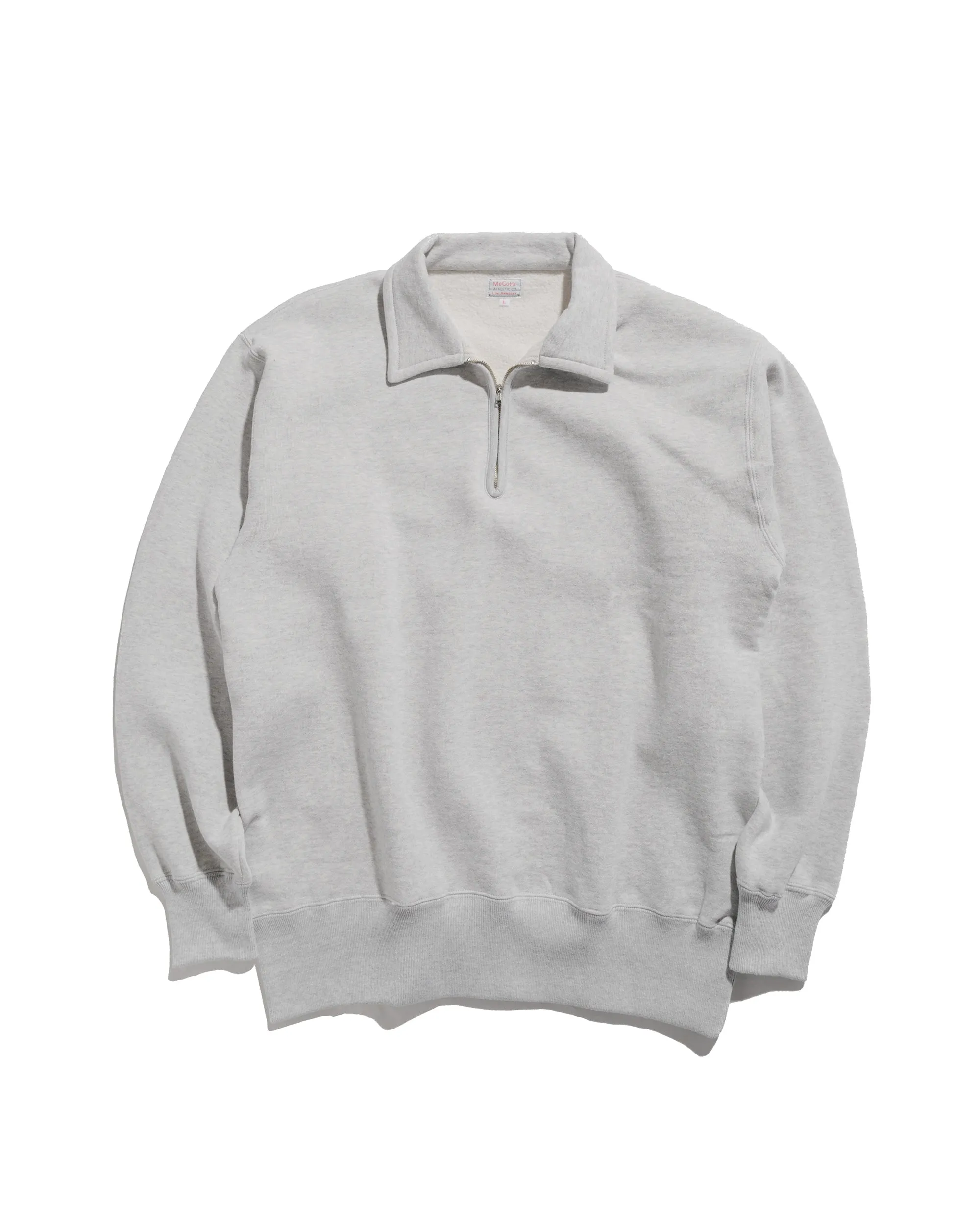 All Season Wear Earthy Tones The Real McCoy??s MC24115 10 Oz. Loopwheel 1/4 Zip Sweatshirt Snow Gray