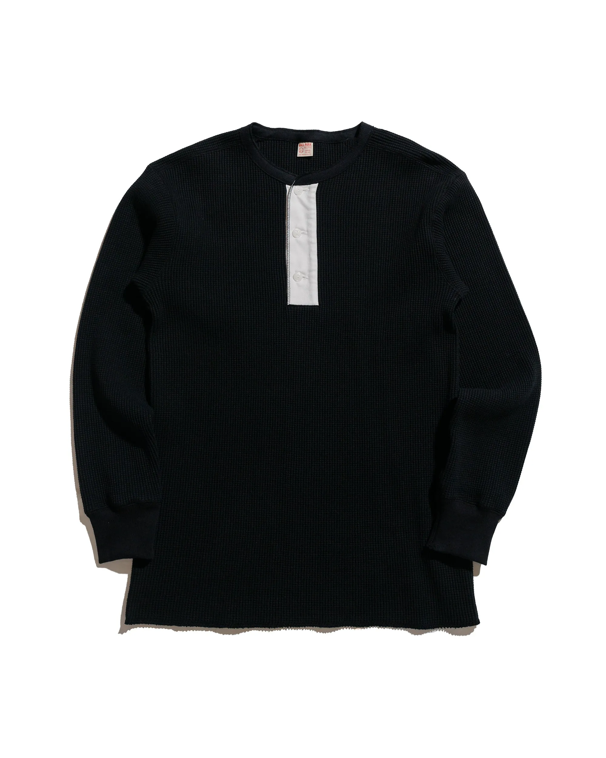 The Real McCoy's MC24122 Waffle Thermal Henley Undershirt L/S Black Layer Active