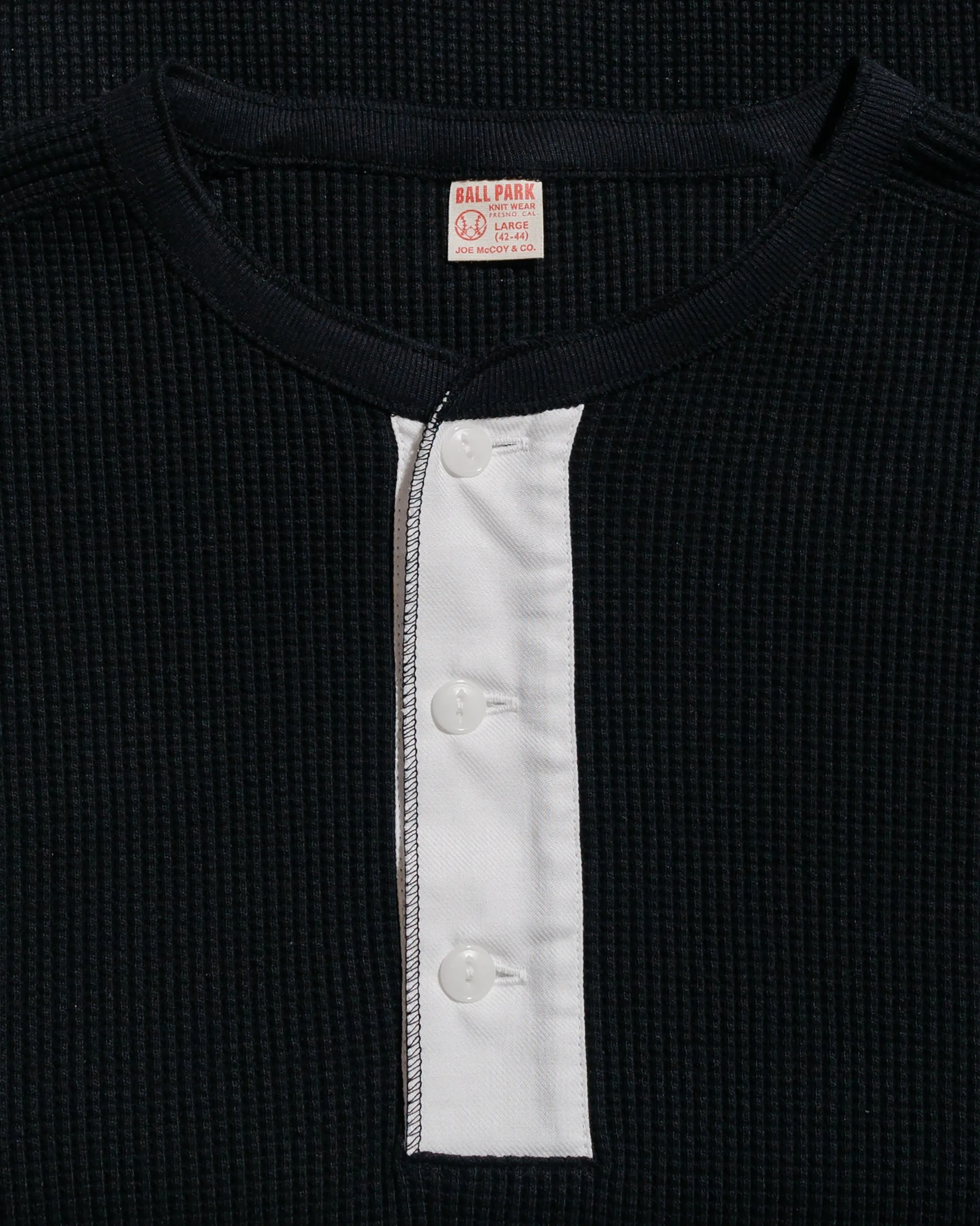 Chill Comfort The Real McCoy's MC24122 Waffle Thermal Henley Undershirt L/S Black