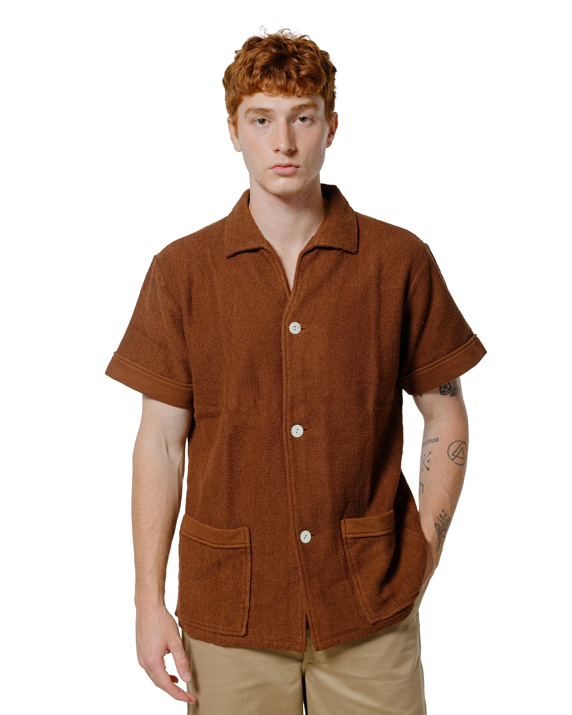 Statement Maker The Real McCoy's MC25001 Cotton Pile Beach Shirt Brown