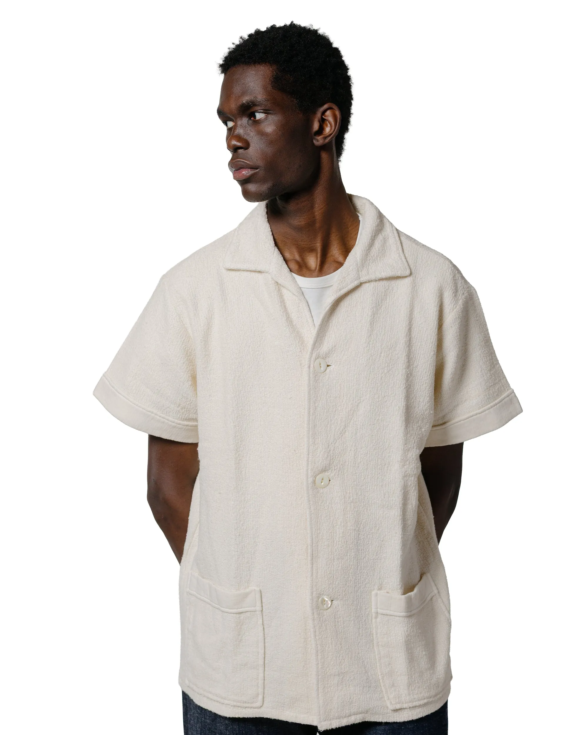 Abstract print The Real McCoy's MC25001 Cotton Pile Beach Shirt Milk