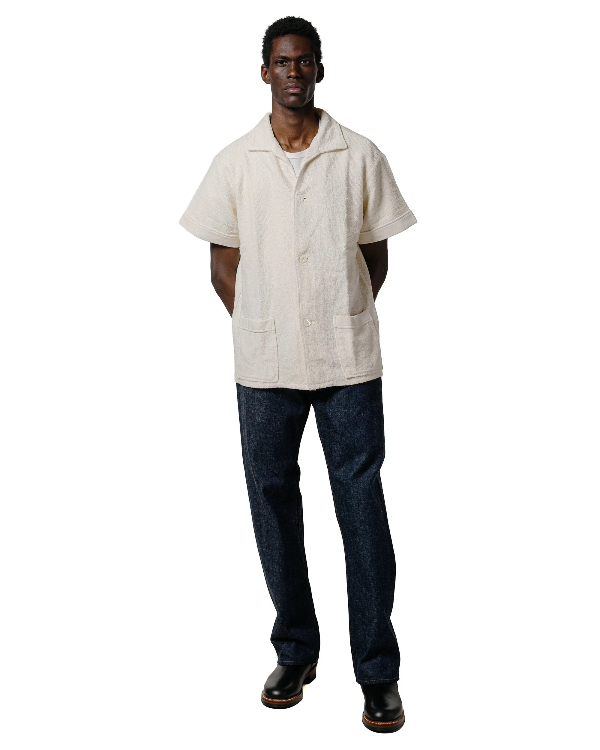 Anti Static Fabric The Real McCoy's MC25001 Cotton Pile Beach Shirt Milk