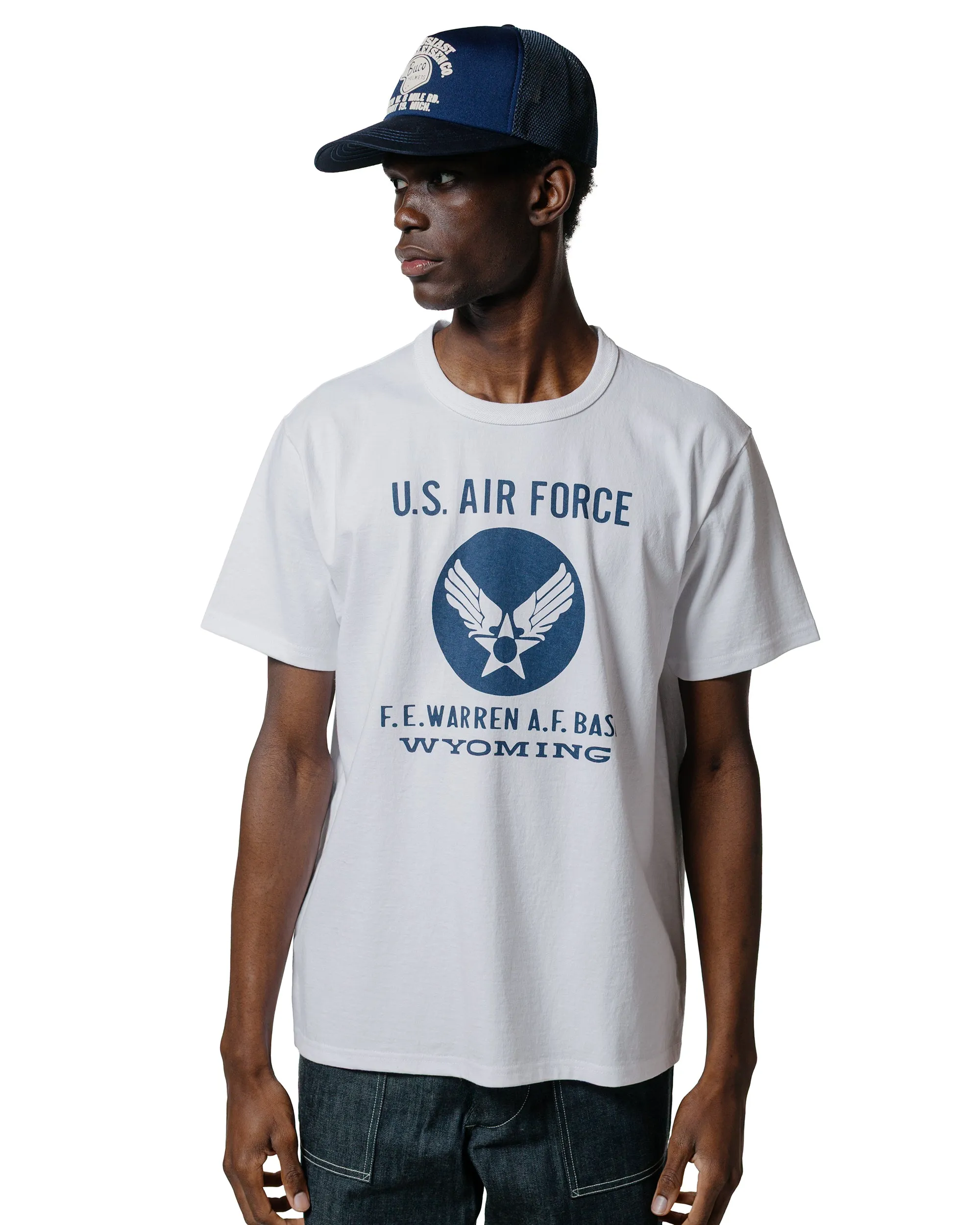 Foam Print Detail Chill Comfort Look The Real McCoy's MC25007 Military Tee / F.E. Warren Base White