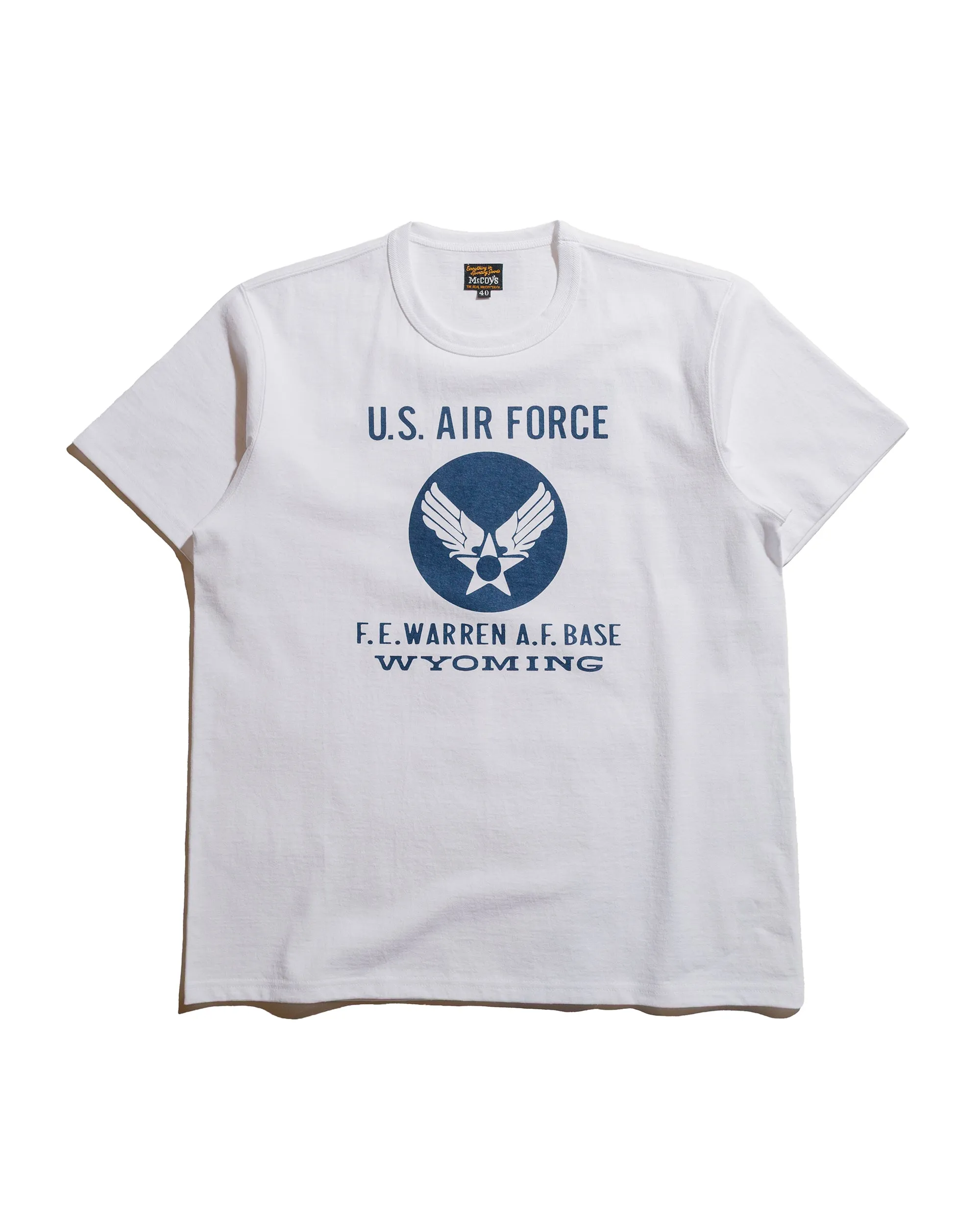 Polka Dot Pattern Everyday Look The Real McCoy's MC25007 Military Tee / F.E. Warren Base White