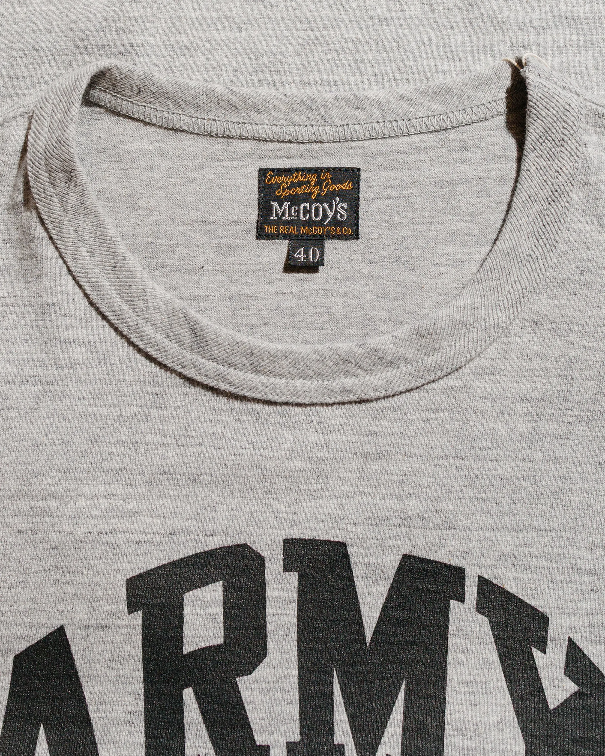 The Real McCoy's MC25009 Military Tee / Army Football Gray Top Rated Antibacterial Treatment