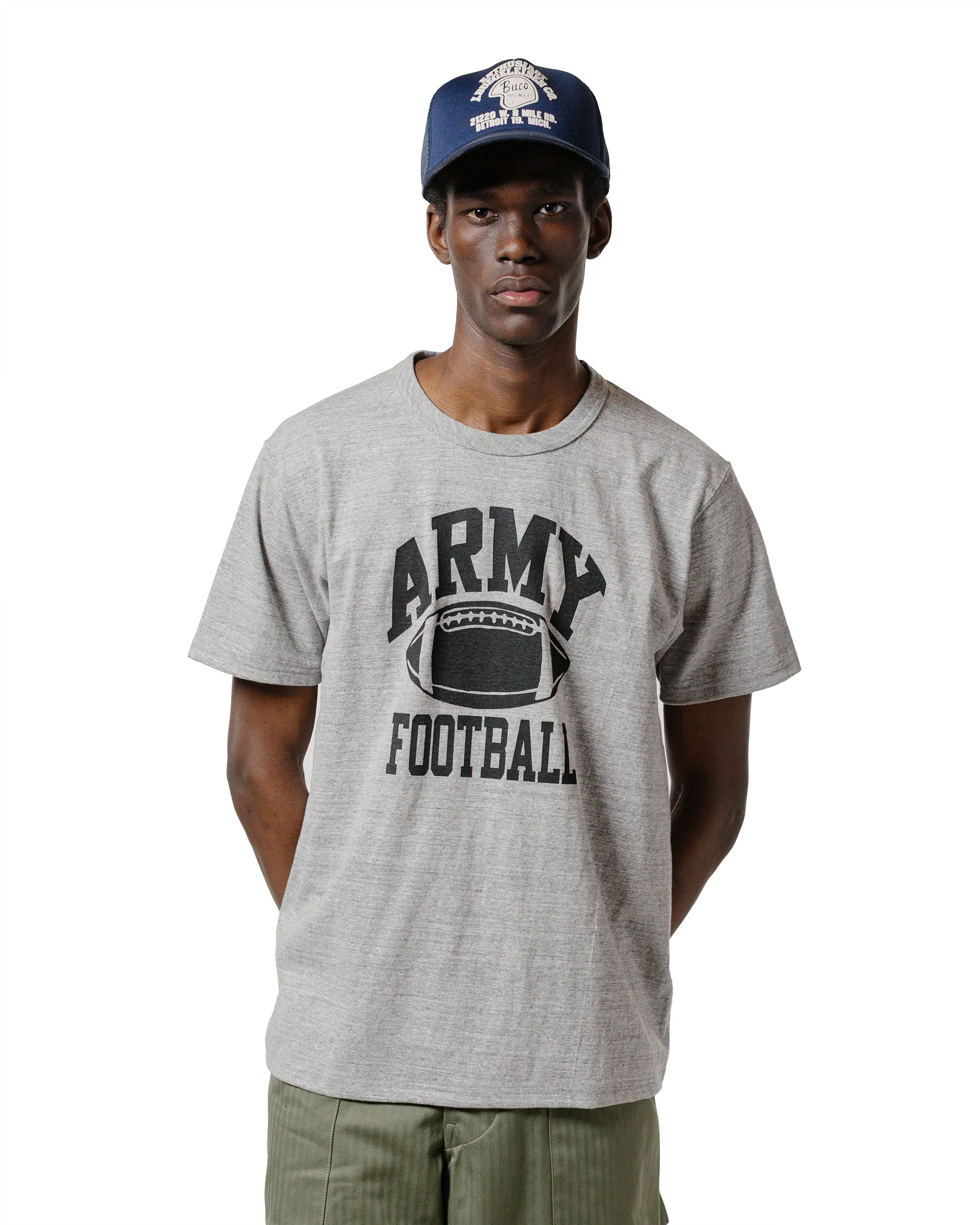 The Real McCoy's MC25009 Military Tee / Army Football Gray Ribbed Neckline
