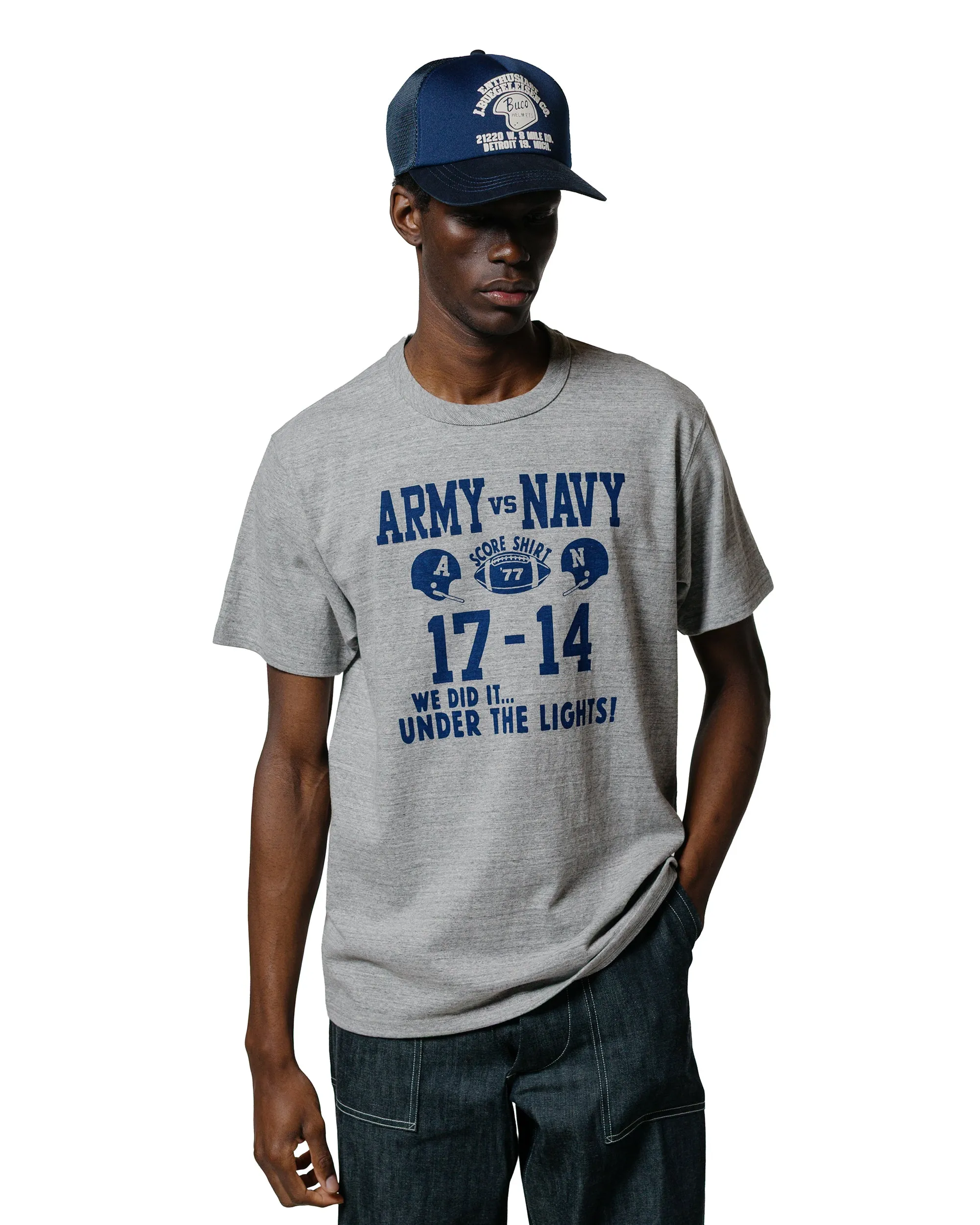 The Real McCoy's MC25011 Military Tee / Army Vs. Navy Gray Perfectly Fit