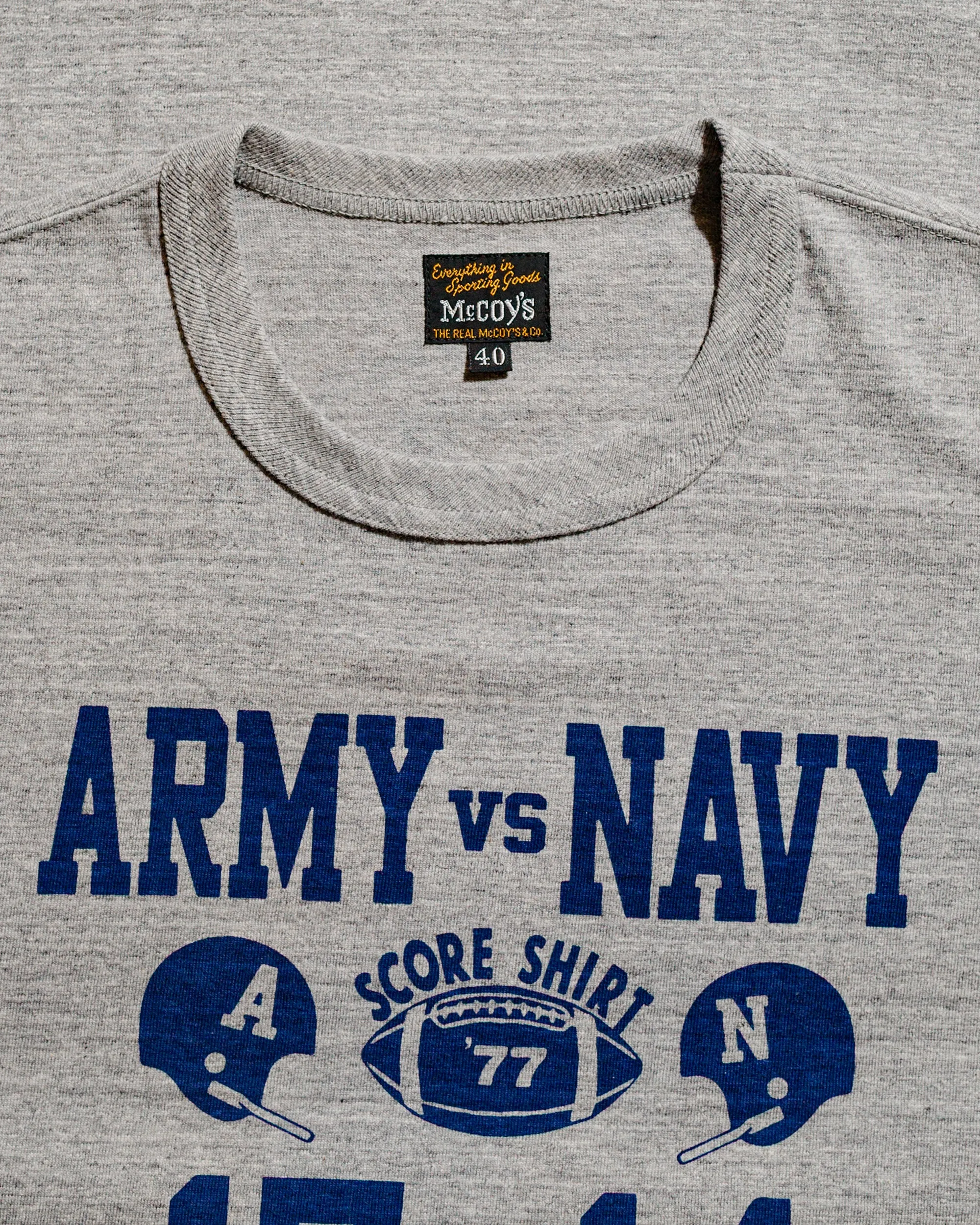 The Real McCoy's MC25011 Military Tee / Army Vs. Navy Gray Simple Wear Perfect Layer Wear
