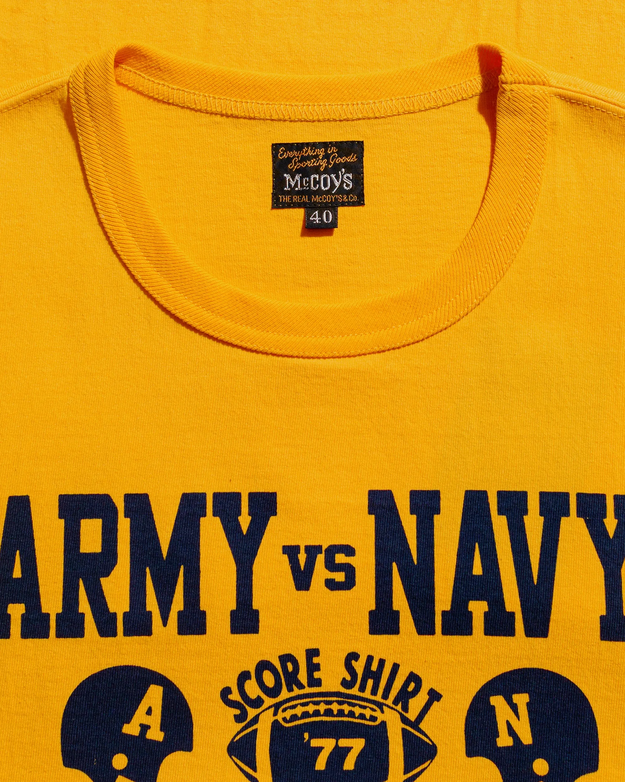 Soft and Stylish All-Day Comfort Wear The Real McCoy's MC25011 Military Tee / Army Vs. Navy Yellow