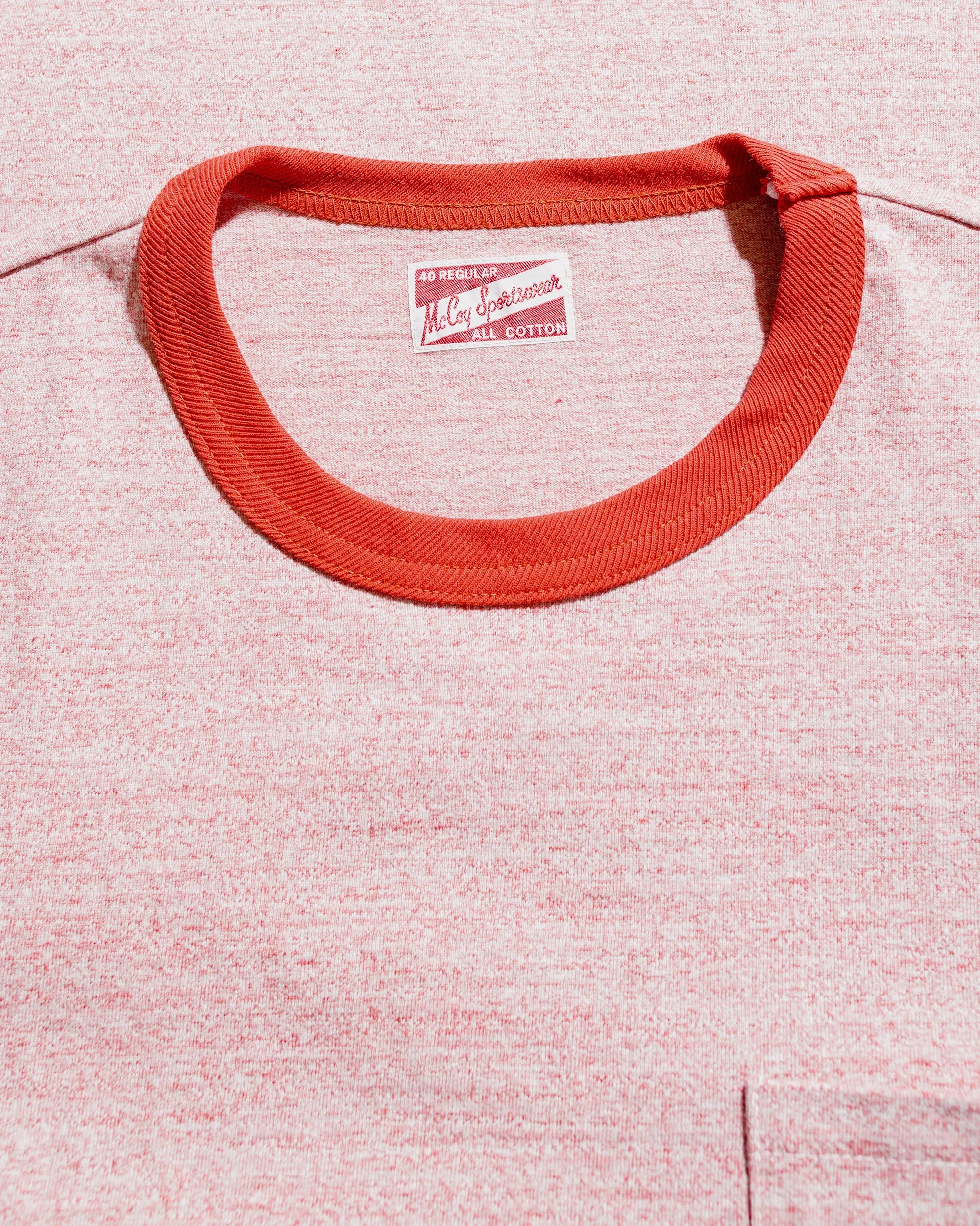 Hypoallergenic fabric EcoConscious Processing The Real McCoy's MC25014 Pocket Tee / Heather Color, Ringer Red