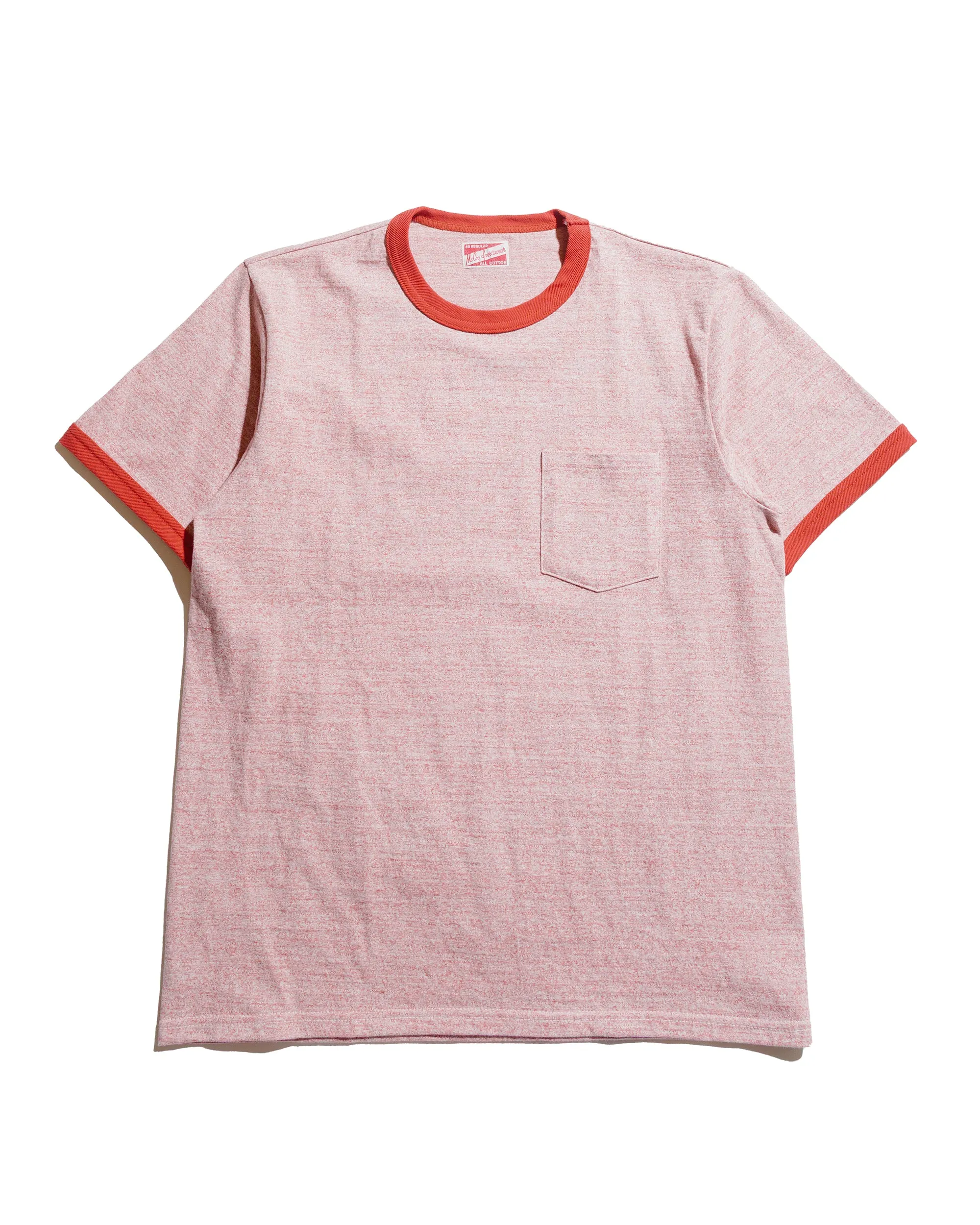The Real McCoy's MC25014 Pocket Tee / Heather Color, Ringer Red Fun and Relaxed Quick-Drying Shirt