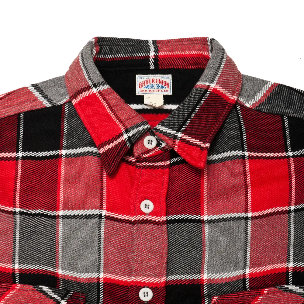The Real McCoy's MS19105 8HU Napped Flannel Shirt / Tongass Plaid Red Streamlined Design