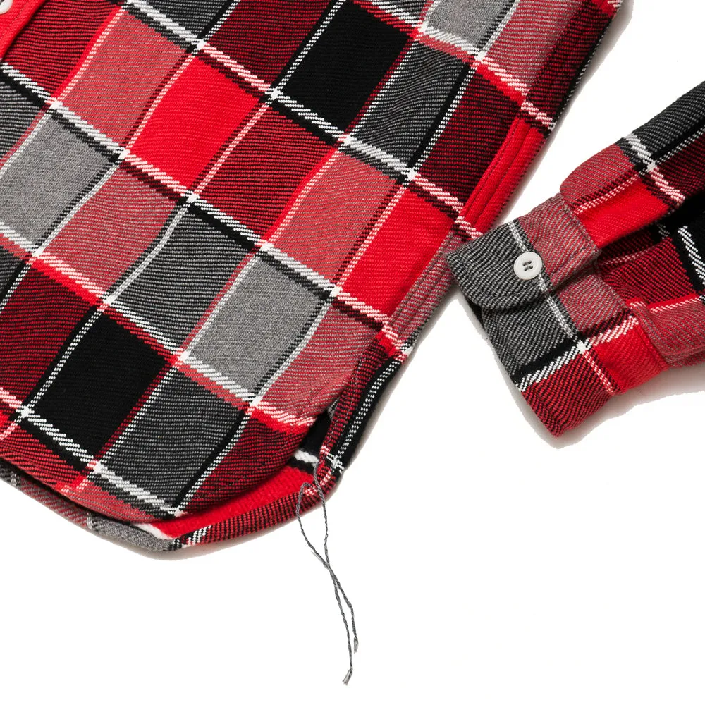 Oversized style Cruise Collection The Real McCoy's MS19105 8HU Napped Flannel Shirt / Tongass Plaid Red