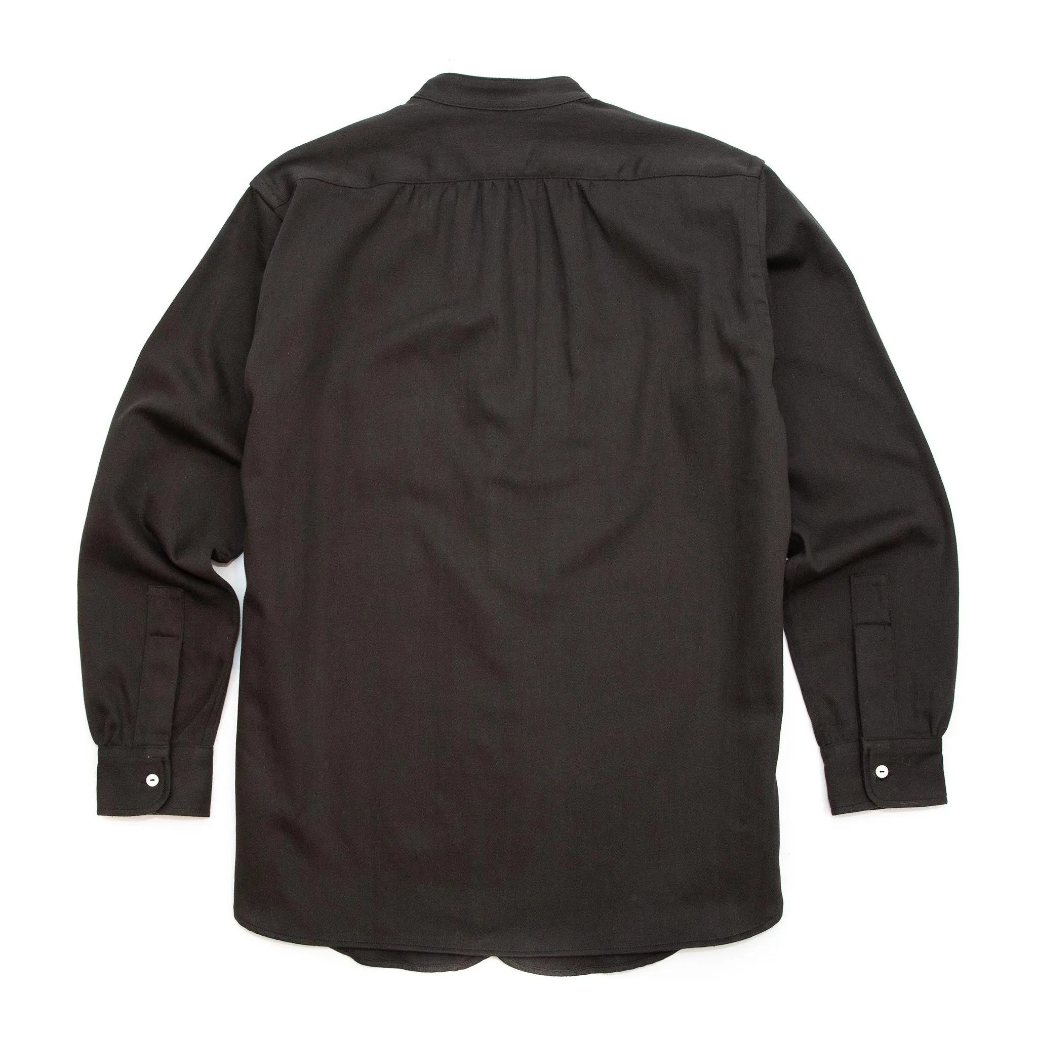 Roomy Cut The Real McCoy's MS20107 Double Diamond Band Collar Sateen Shirt Black