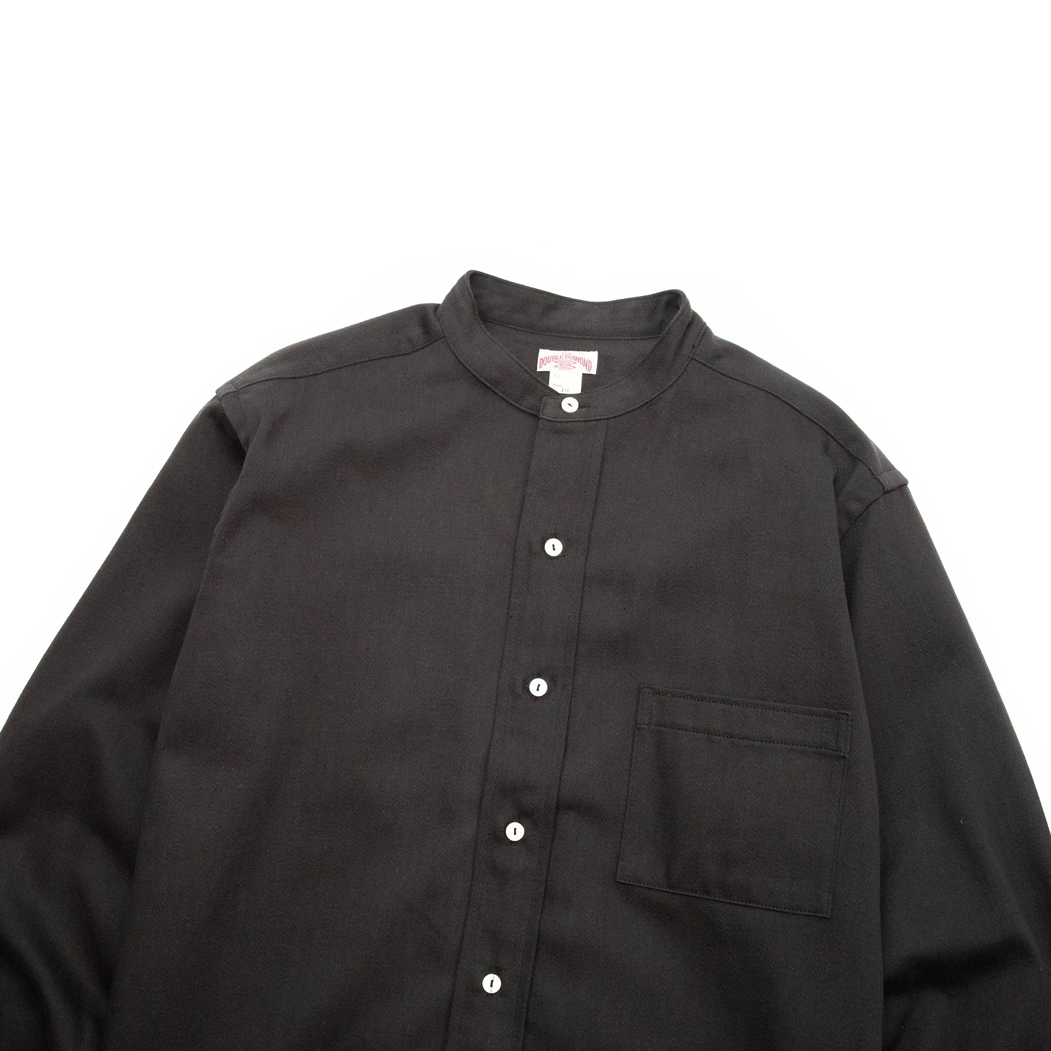 The Real McCoy's MS20107 Double Diamond Band Collar Sateen Shirt Black Warm Layers Floral Motif