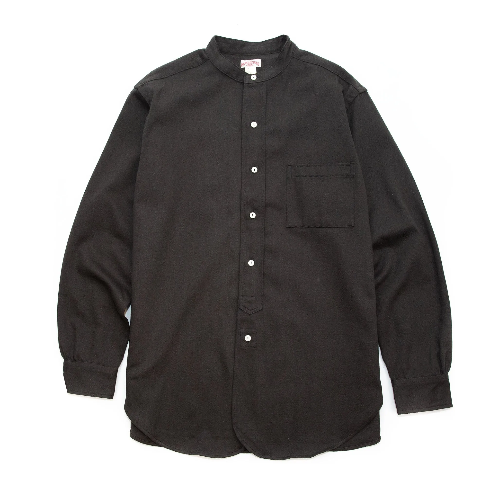 The Real McCoy's MS20107 Double Diamond Band Collar Sateen Shirt Black Midweight Textile Unmatched comfort