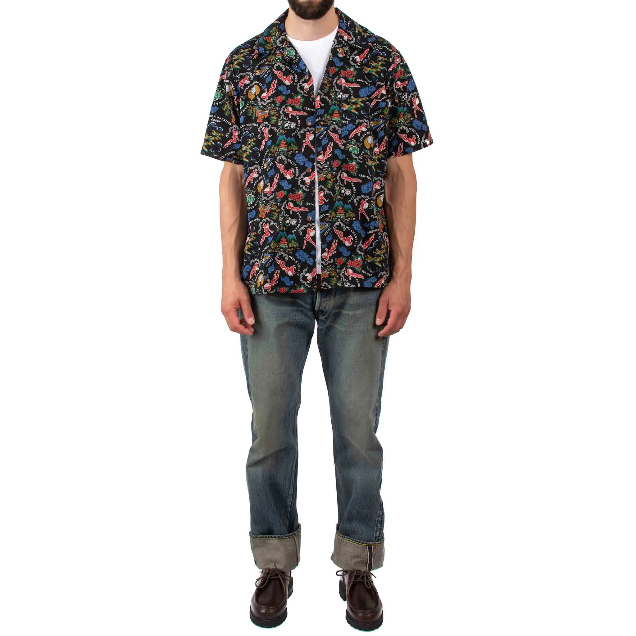 The Real McCoy's MS21002 Cotton Hawaiian Shirt / Flying Tigers Black Gradient effect Durable Quality