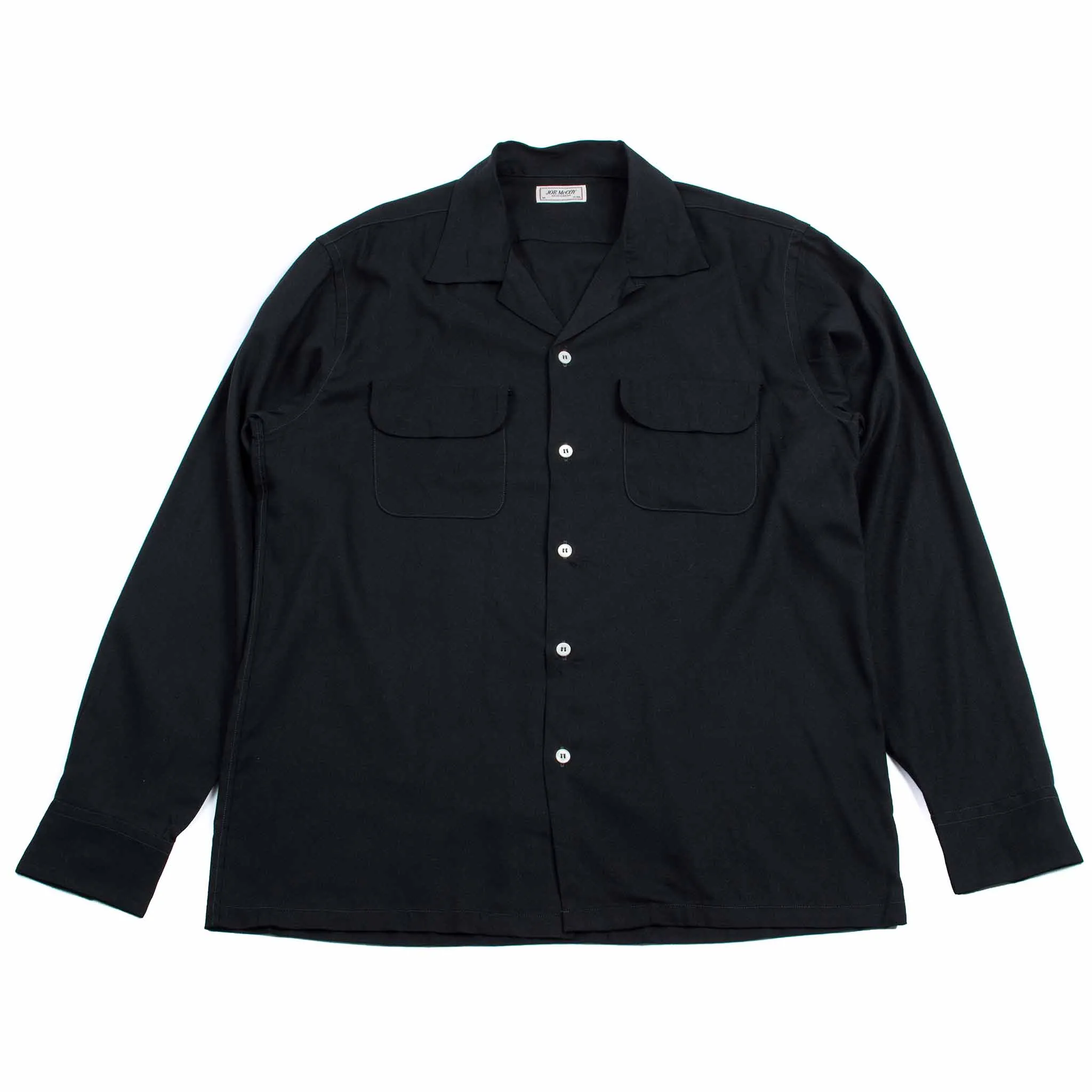The Real McCoy's MS21009 Open Collar Rayon Shirt Black Hooded Option Seasonal Wardrobe