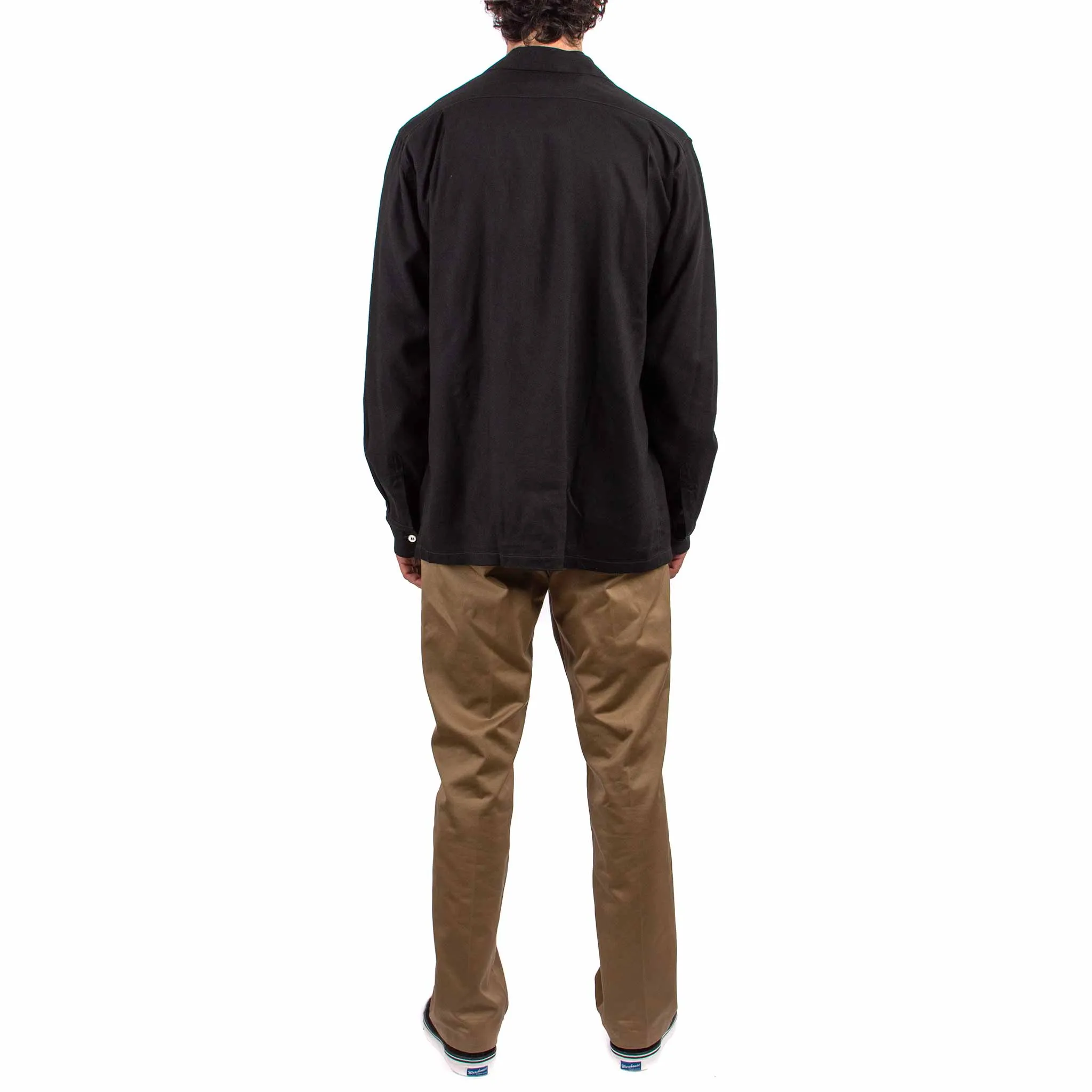 The Real McCoy's MS21009 Open Collar Rayon Shirt Black Youthful Vibe