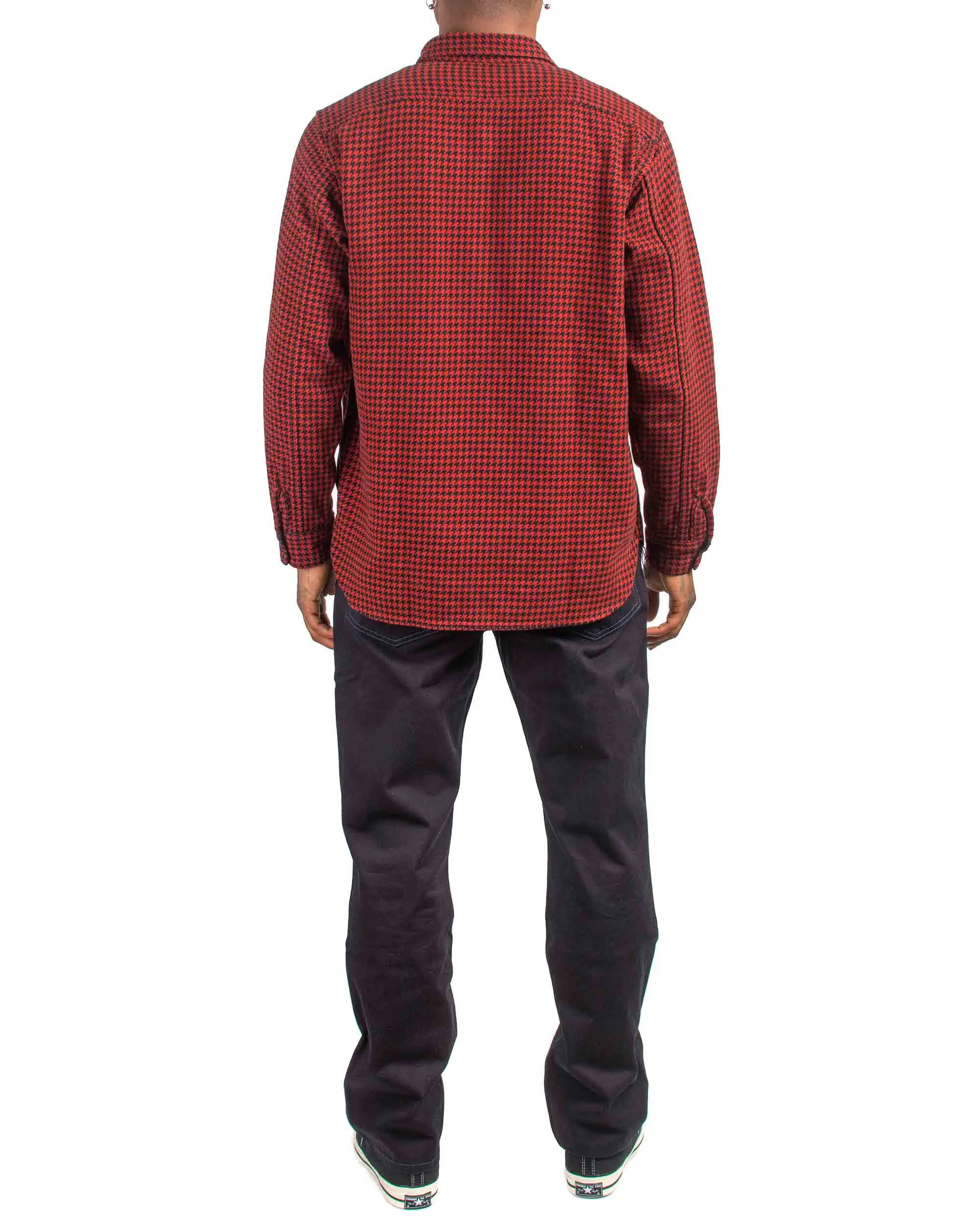 The Real McCoy's MS21102 8HU Houndstooth Flannel Shirt Red Breathable Cotton