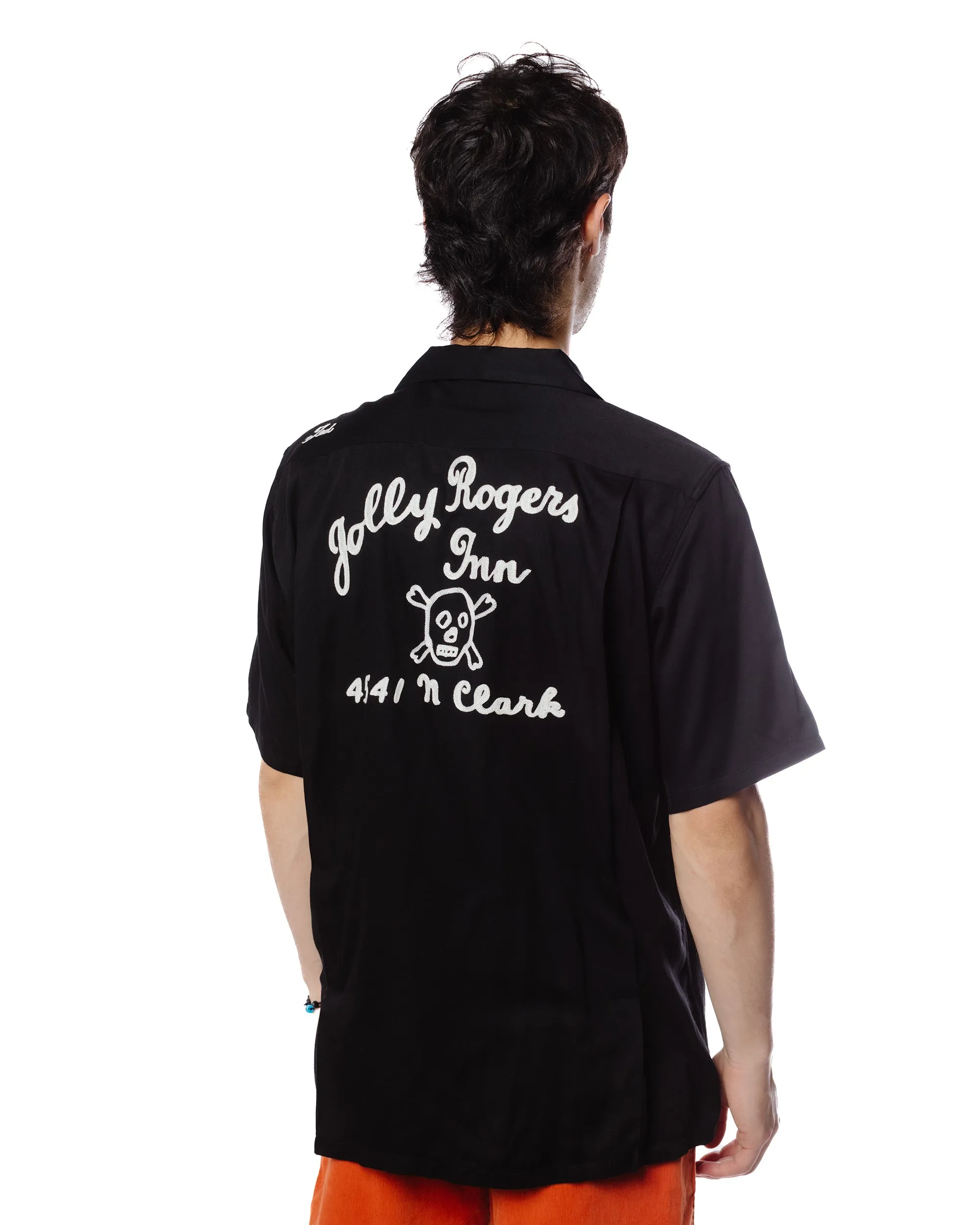 Youthful Style The Real McCoy's MS22002 Rayon Bowling Shirt / Jolly Roger Black