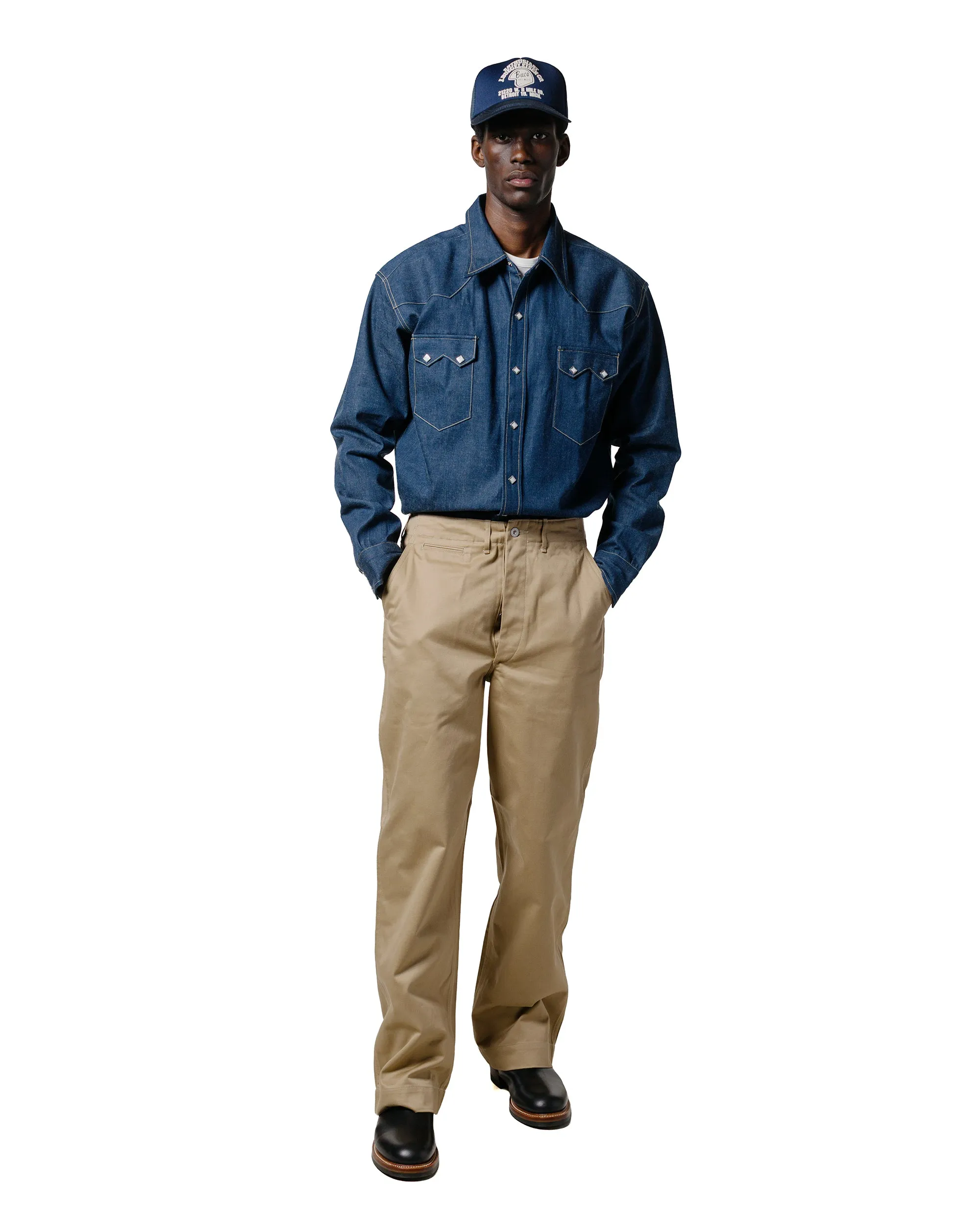 Beach Wear The Real McCoy's MS22003 Denim Western Shirt / Sawtooth Indigo