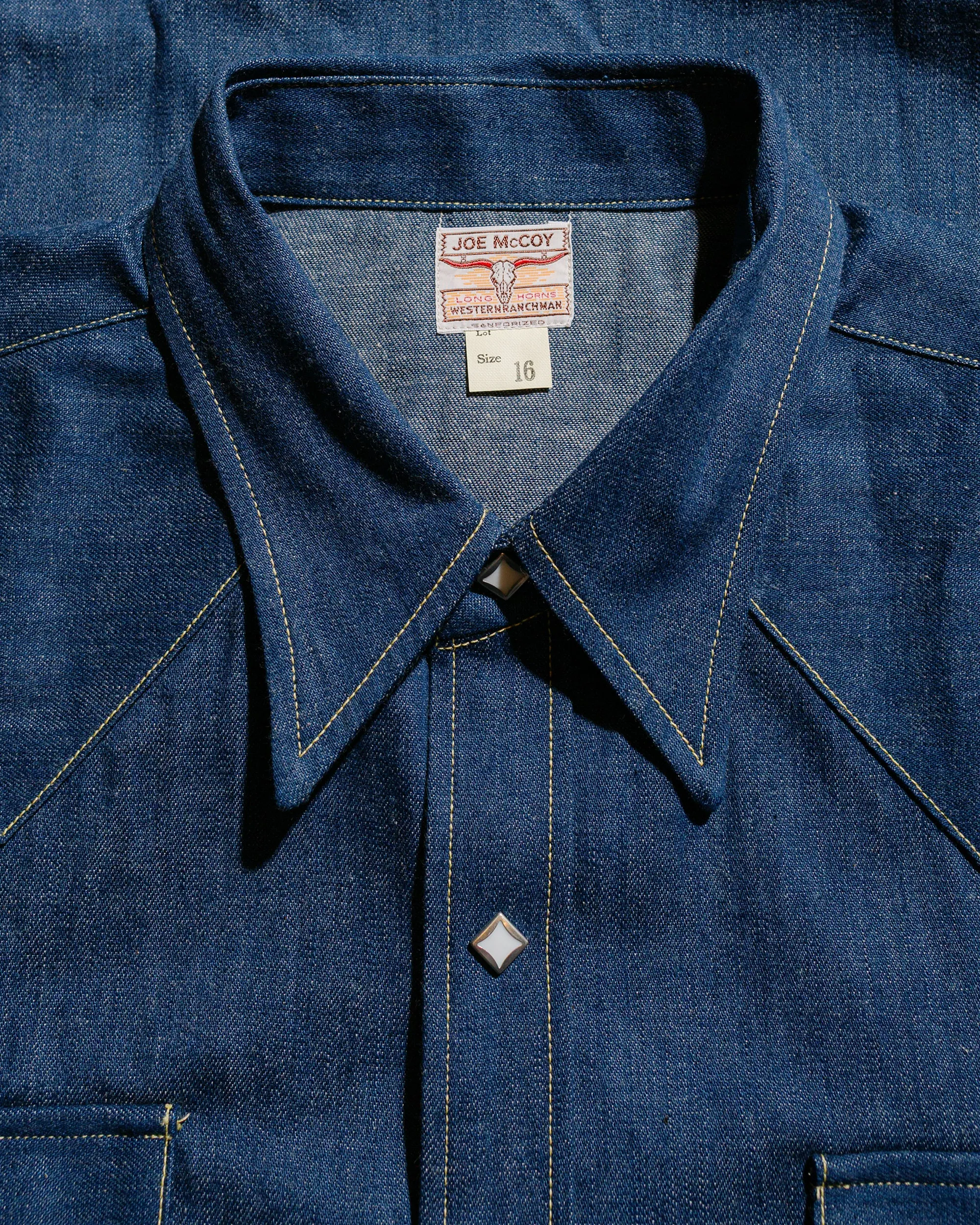The Real McCoy's MS22003 Denim Western Shirt / Sawtooth Indigo Rugged Style natural fiber