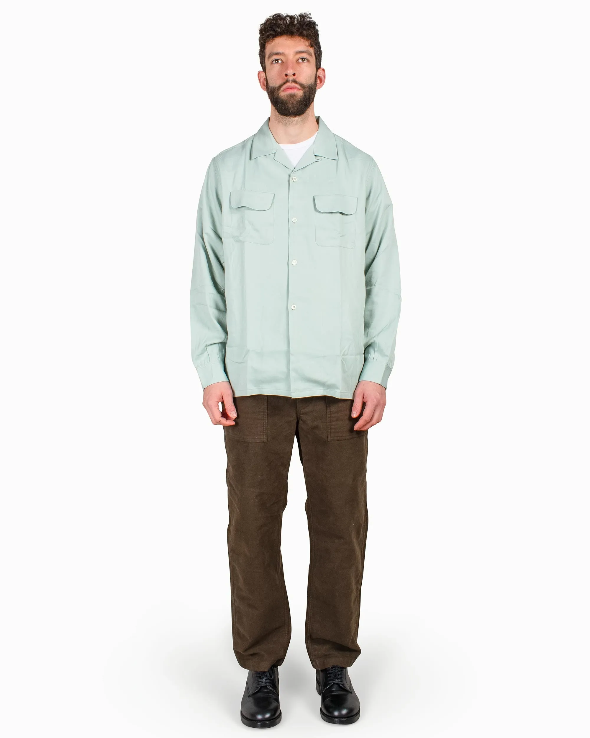The Real McCoy's MS22004 Open Collar Rayon Shirt Mint Breathable mesh