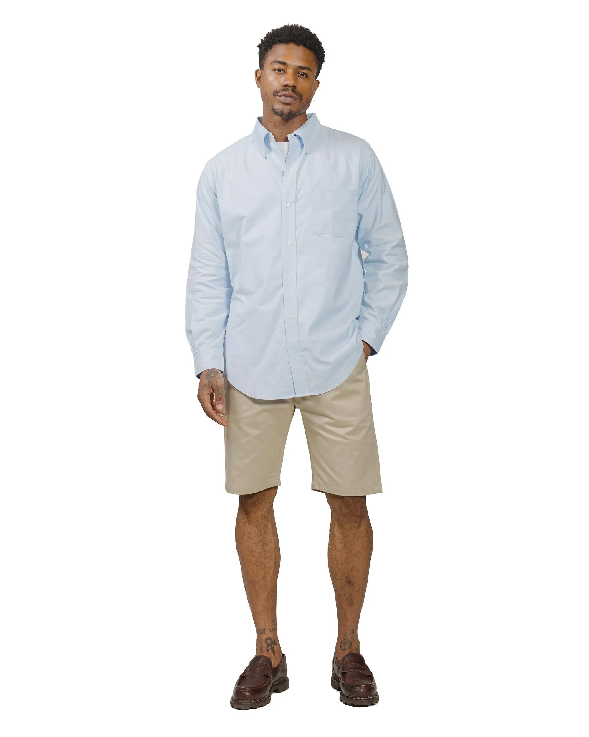 The Real McCoy's MS22008 Joe McCoy Button Down Shirt Light Blue Anti Pilling Finish Military Inspired