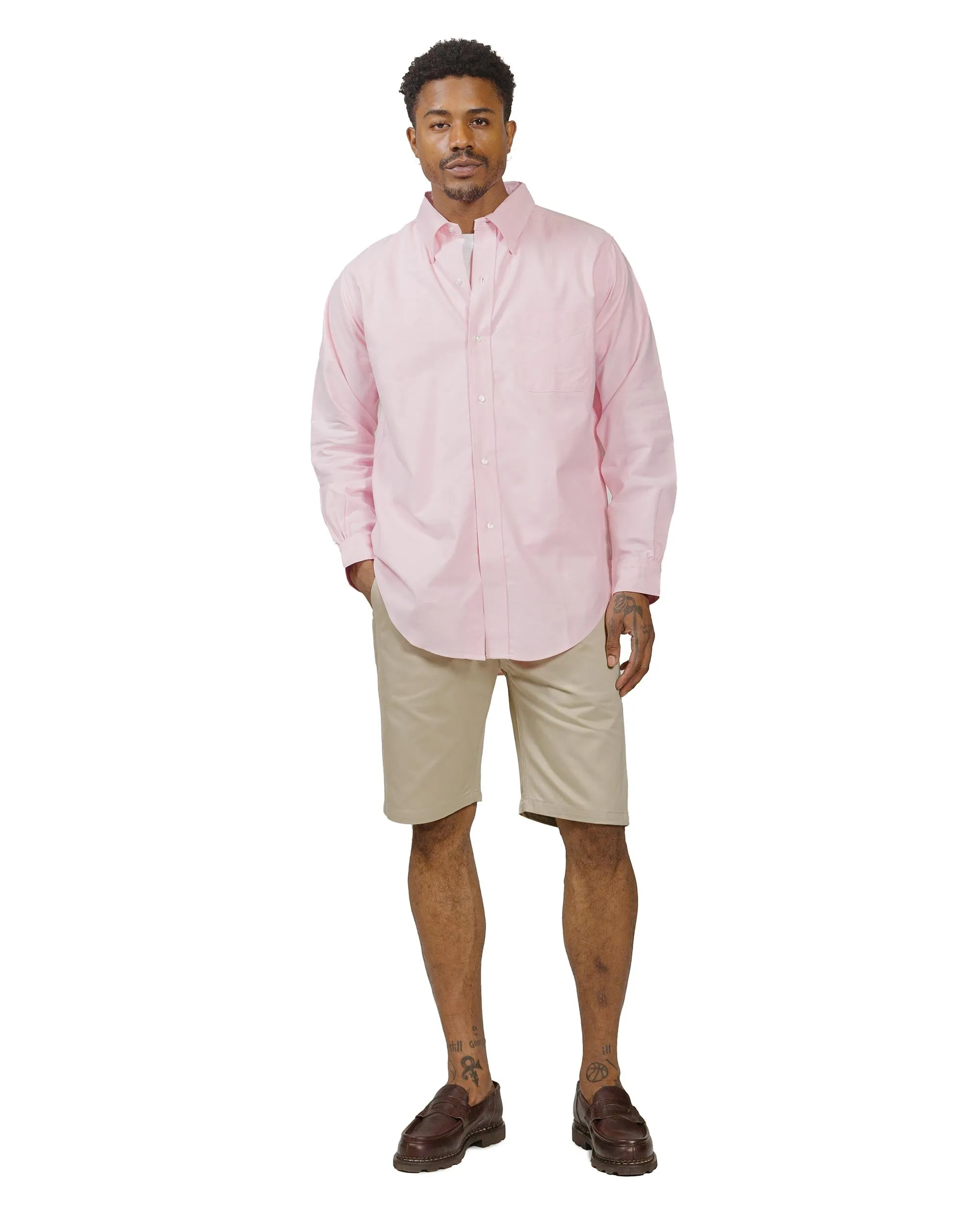 Wrinkle-Free Bold Hue The Real McCoy's MS22008 Joe McCoy Button Down Shirt Pink