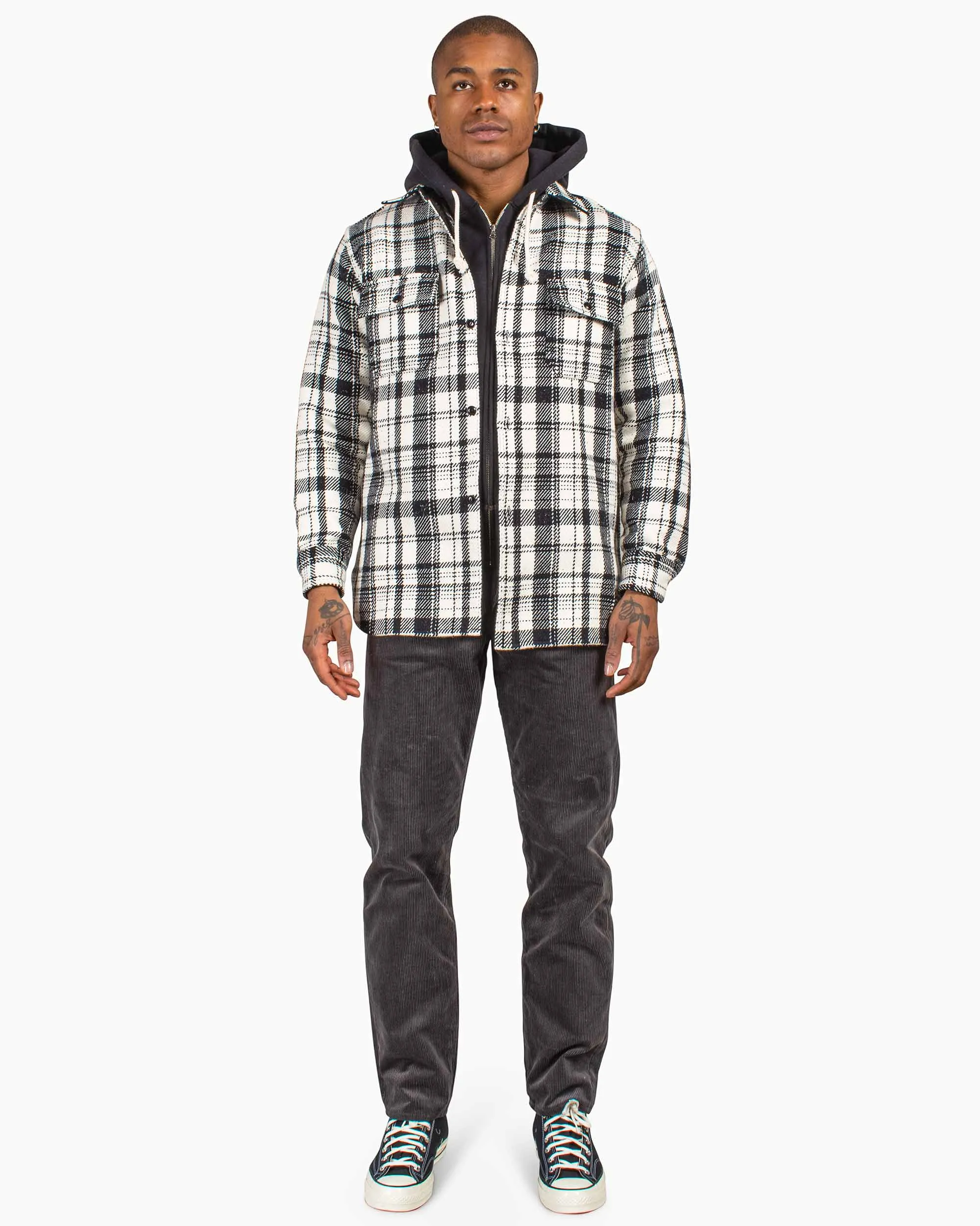 The Real McCoy's MS22101 8HU Heavy Weight Flannel Shirt White Polished Finish