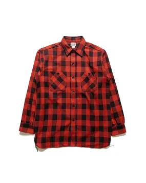The Real McCoy's MS23104 8HU Twisted-Yarn Buffalo Check Flannel Shirt Red/Black Workwear Ready Professional Look