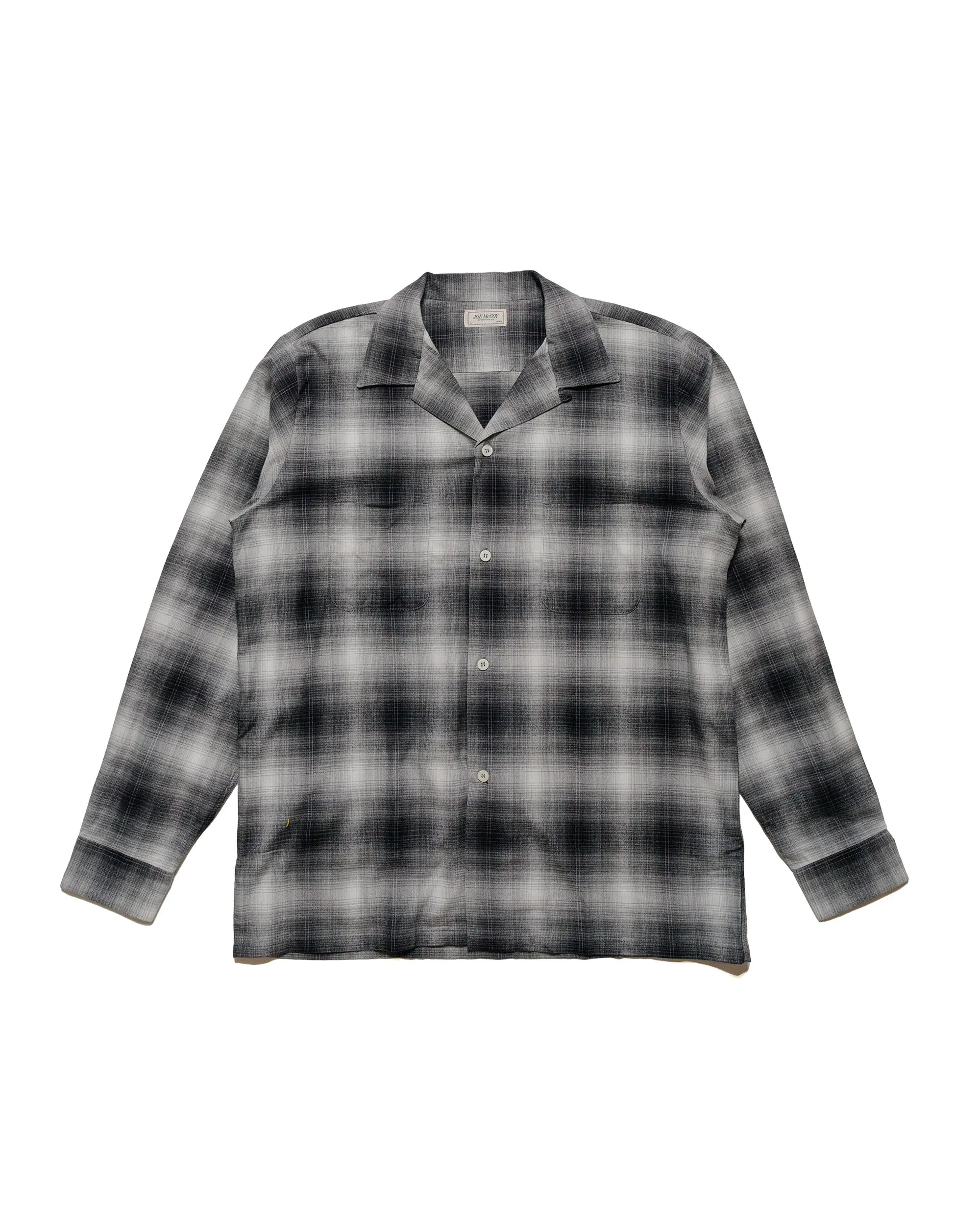 Customizable Option Neutral Tone The Real McCoy's MS24006 Ombre Cotton Rayon Open Collar Shirt Gray