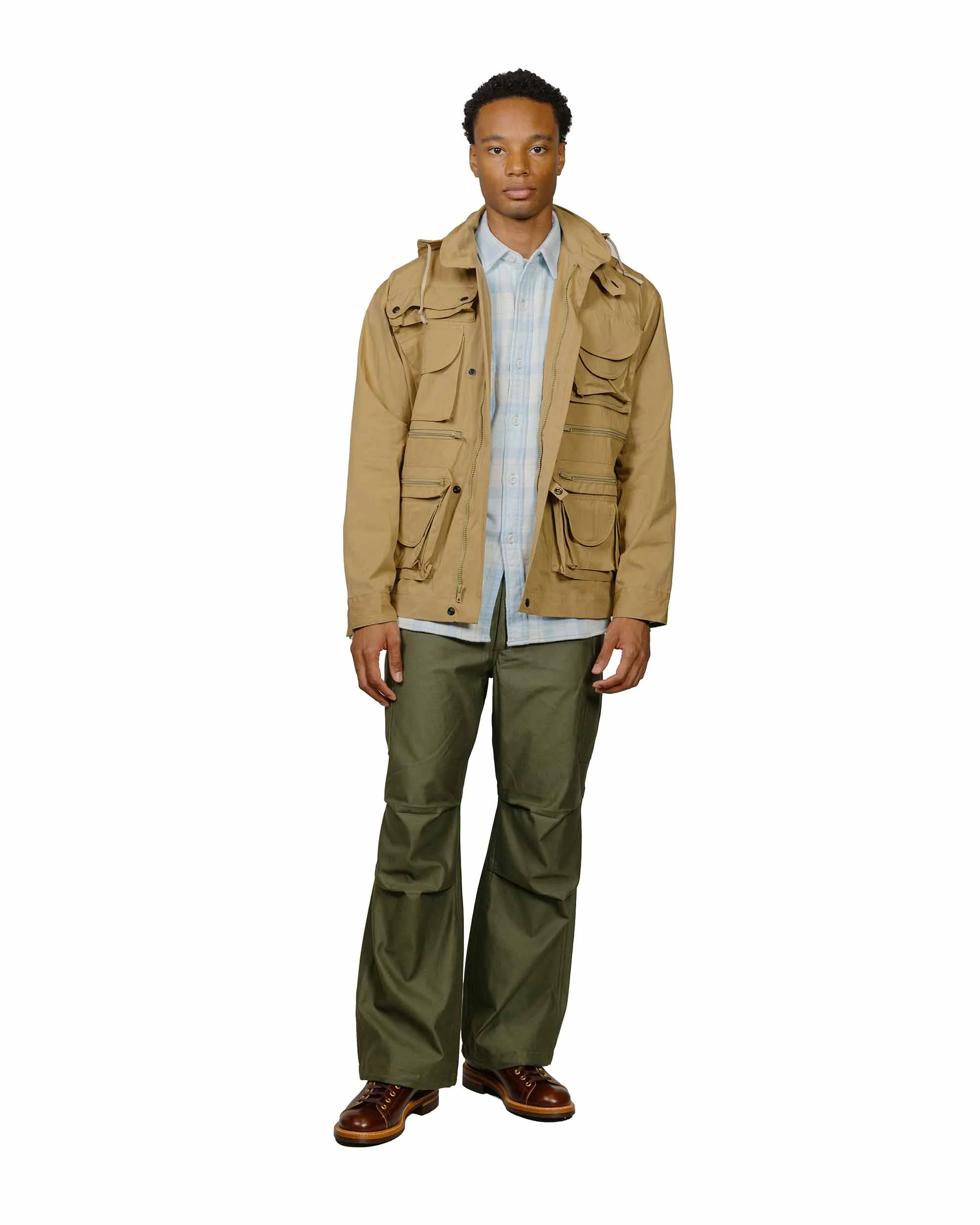 The Real McCoy's MS24007 8HU Block Check Summer Flannel Shirt Light Blue Athletic Look Non Restrictive Fit