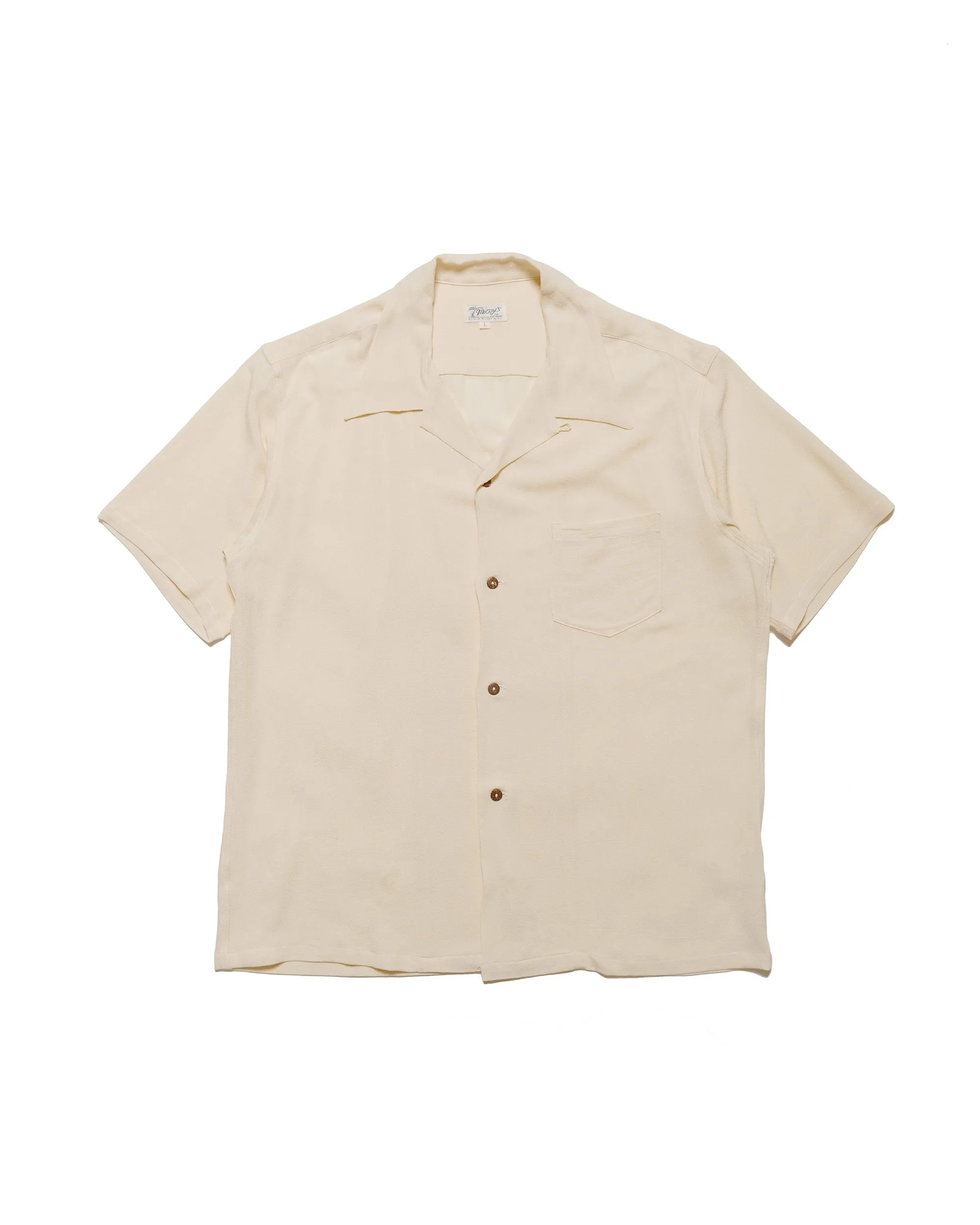 The Real McCoy's MS24008 Silk Rayon Open Collar Shirt Ecru Eco-friendly
