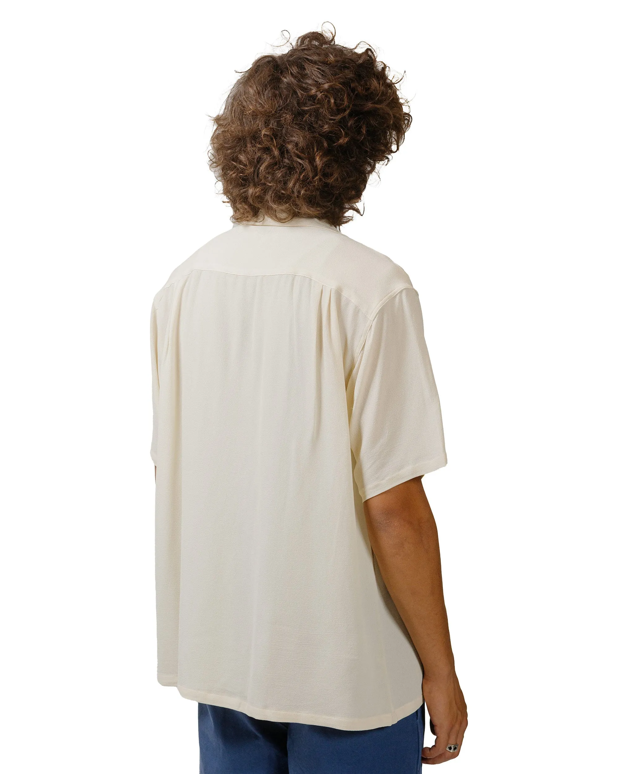 High-End Fashion The Real McCoy's MS24008 Silk Rayon Open Collar Shirt Ecru