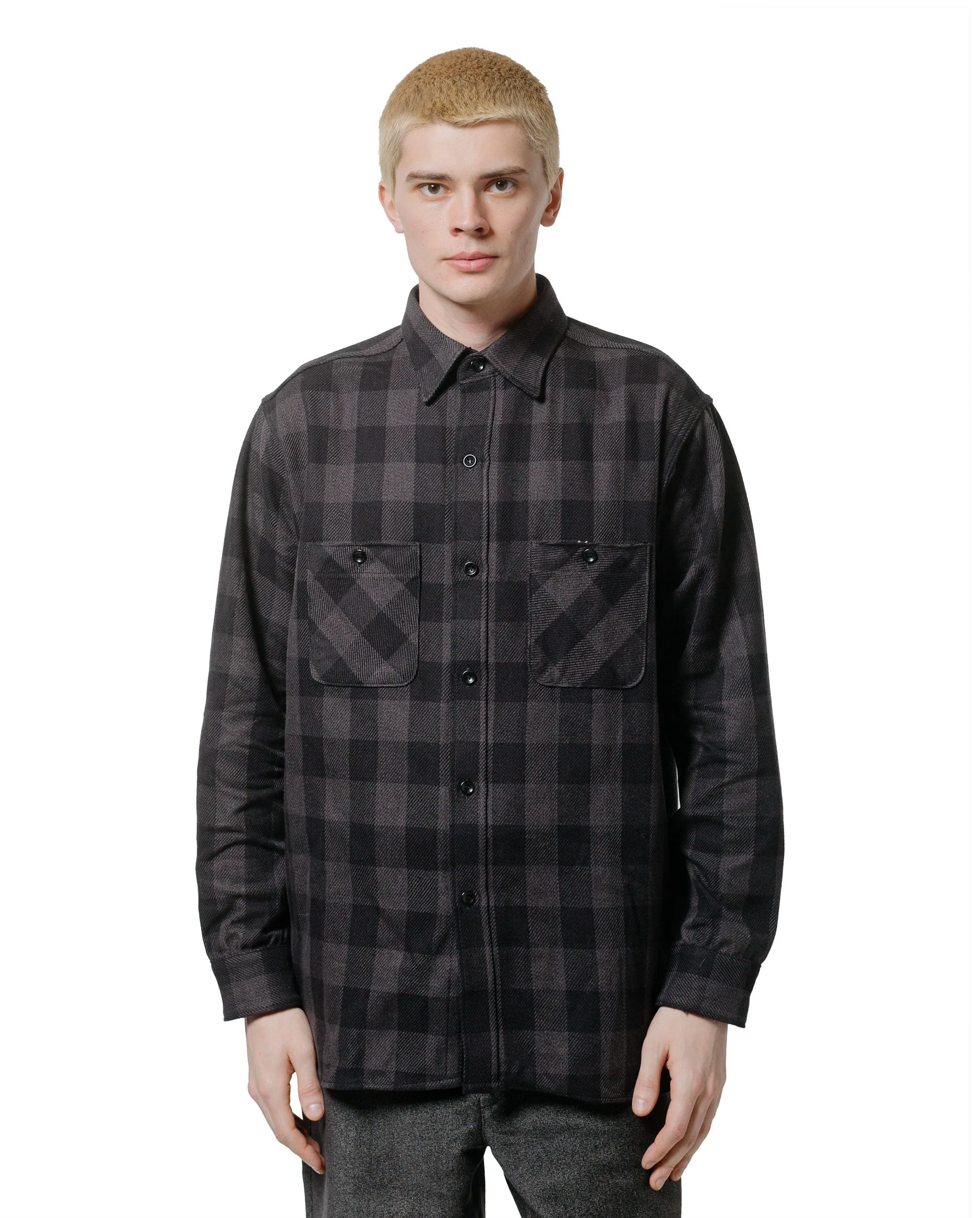 The Real McCoy's MS24102 8HU Twisted-Yarn Buffalo Check Flannel Shirt Black/Charcoal Stylish Detail Youth fashion
