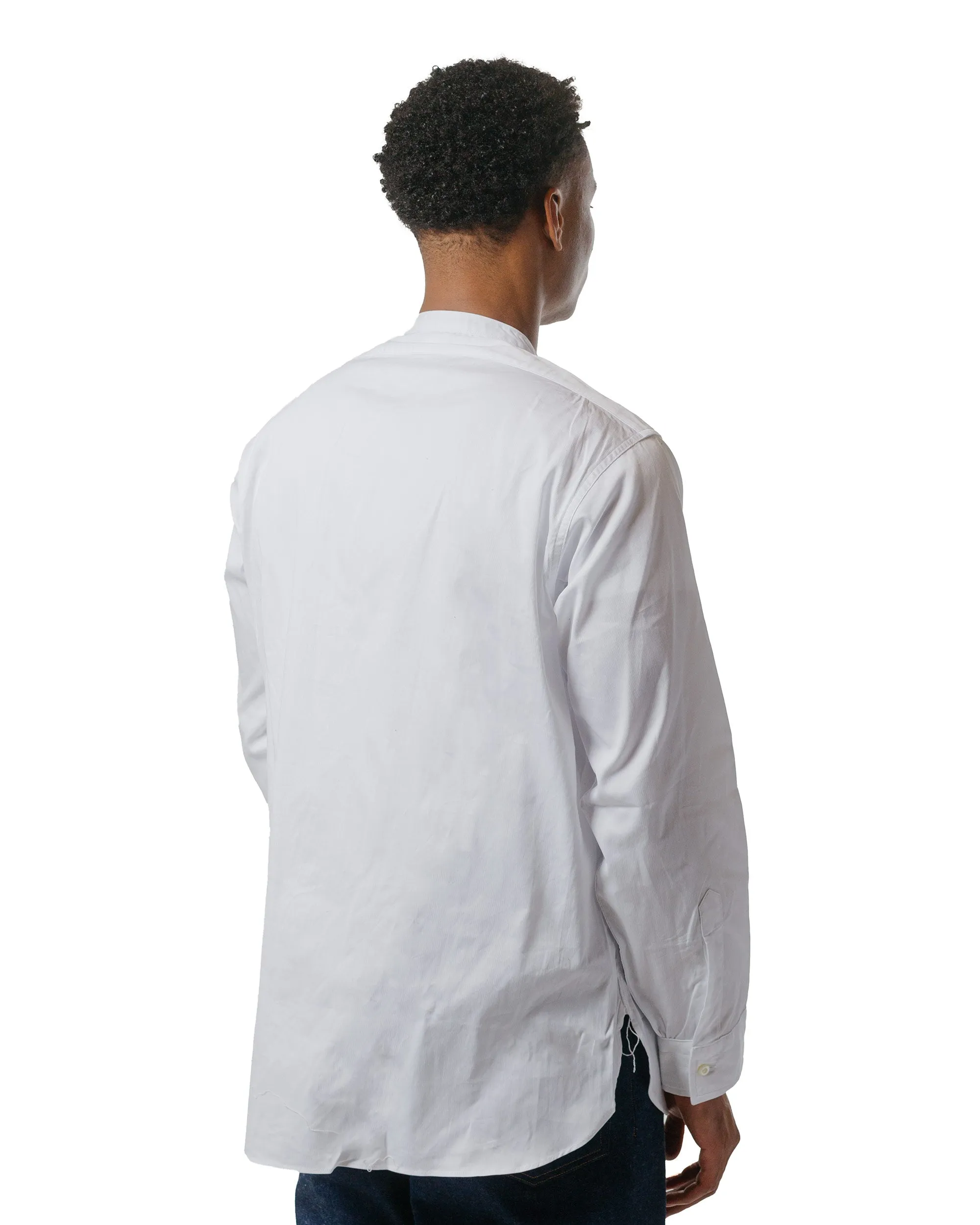 The Real McCoy's MS24103 Double Diamond Band Collar Shirt White Boho chic Minimalist Design
