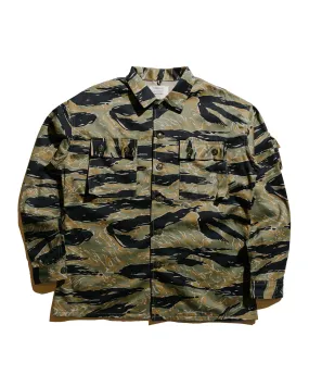 Easy Care Material Coastal Vibes The Real McCoy's MS25001 Tiger Camouflage Shirt / Tadpole Green