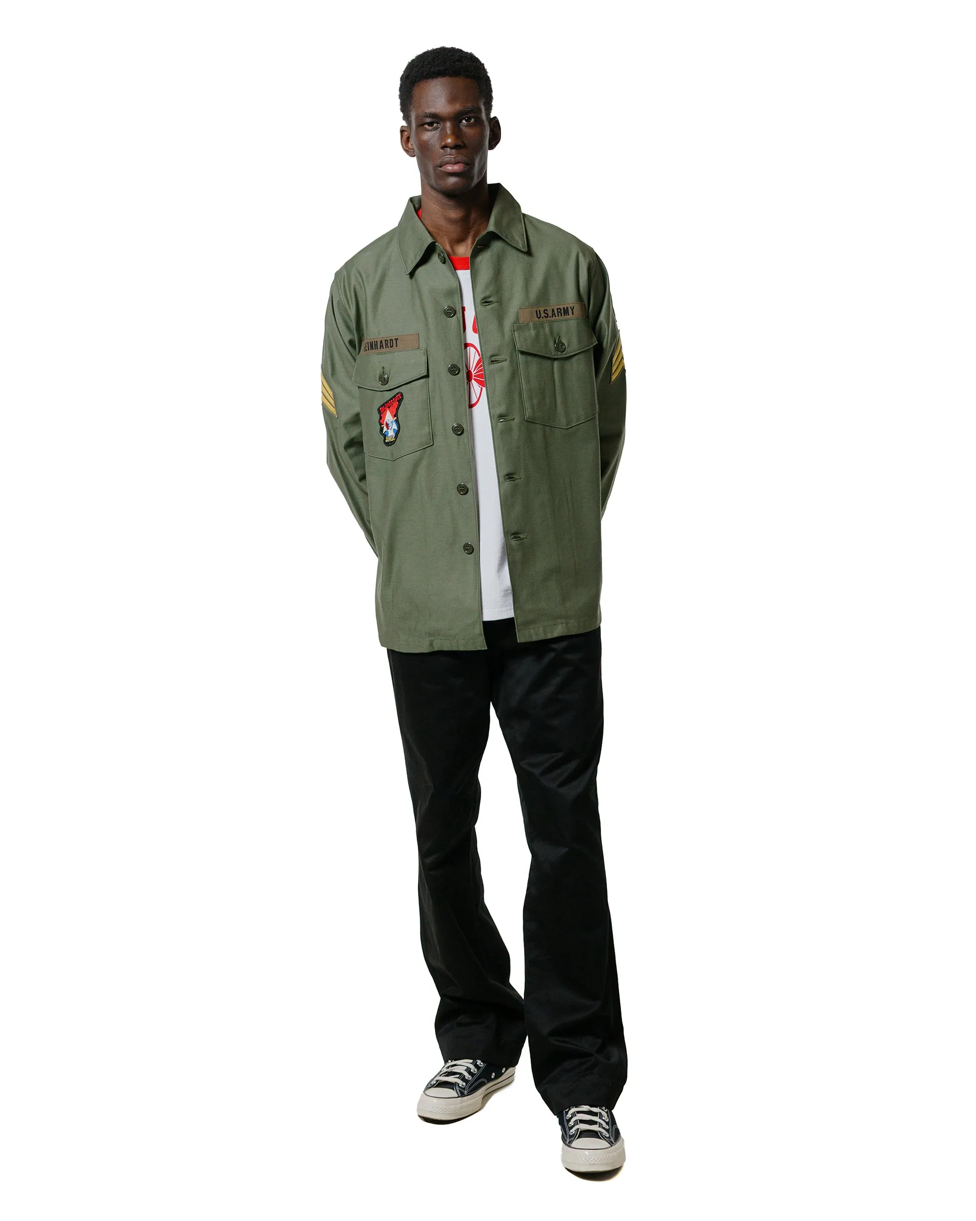 Ergonomic Sleeve Cut The Real McCoy's MS25002 OG-107 Utility Shirt / Imjin Scouts Olive
