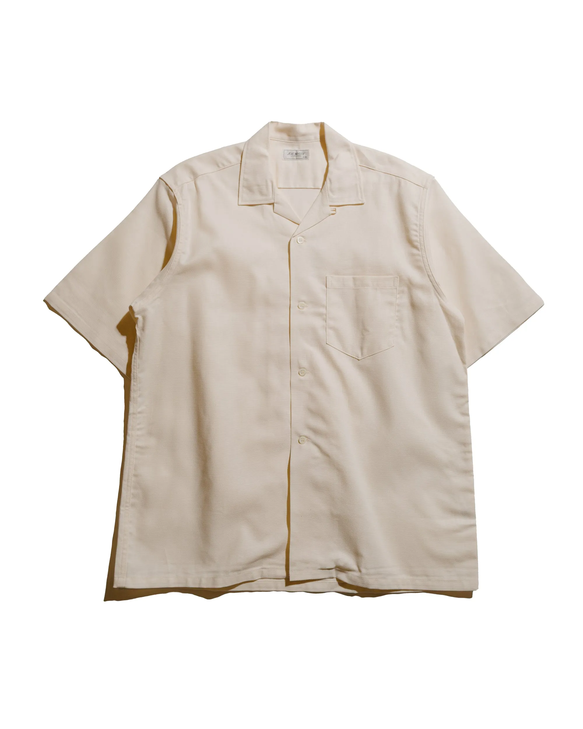 Neutral Toned Stitching The Real McCoy's MS25011 Joe McCoy Panama Shirt S/S Milk