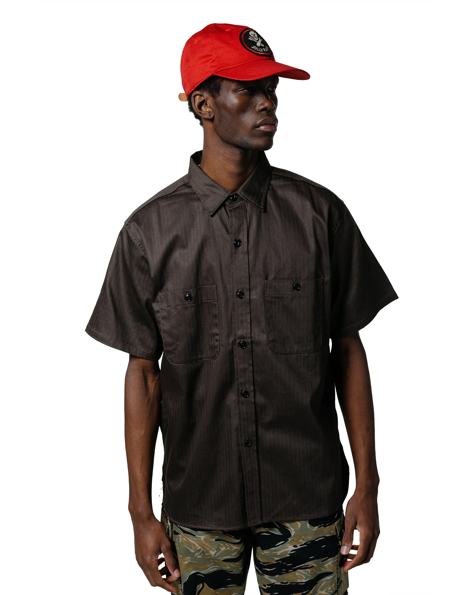 The Real McCoy's MS25013 8HU HBT Work Shirt S/S Steel Multi Pocket Utility