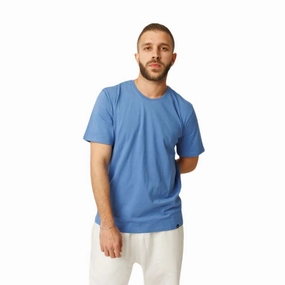 Minimal Outfit Embroidered Details Cloud Cotton Comfort Tee In Blue