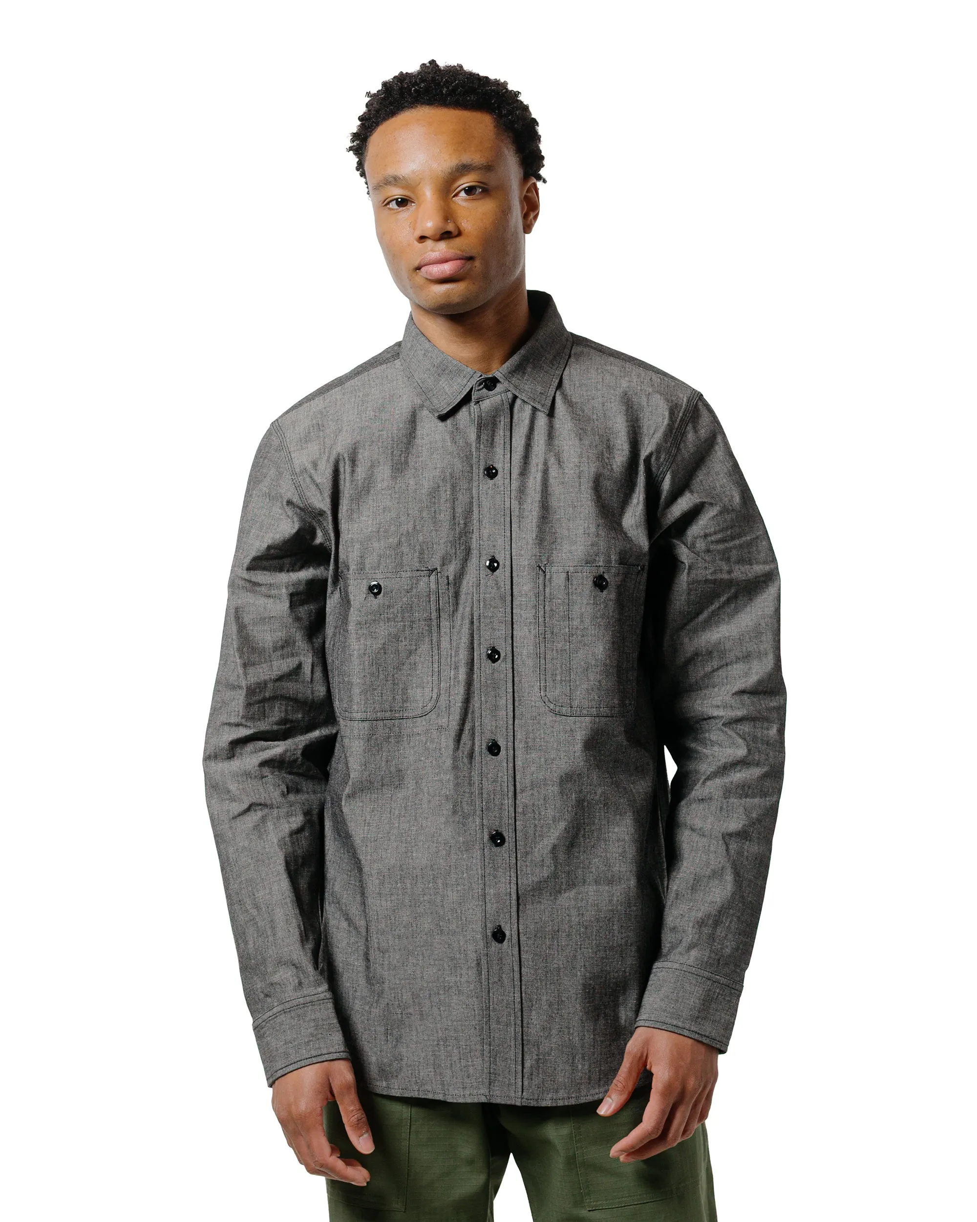 Sporty Look Petite Option Randy's Garments 3-Pocket Work Shirt 7oz Cotton Chambray Black