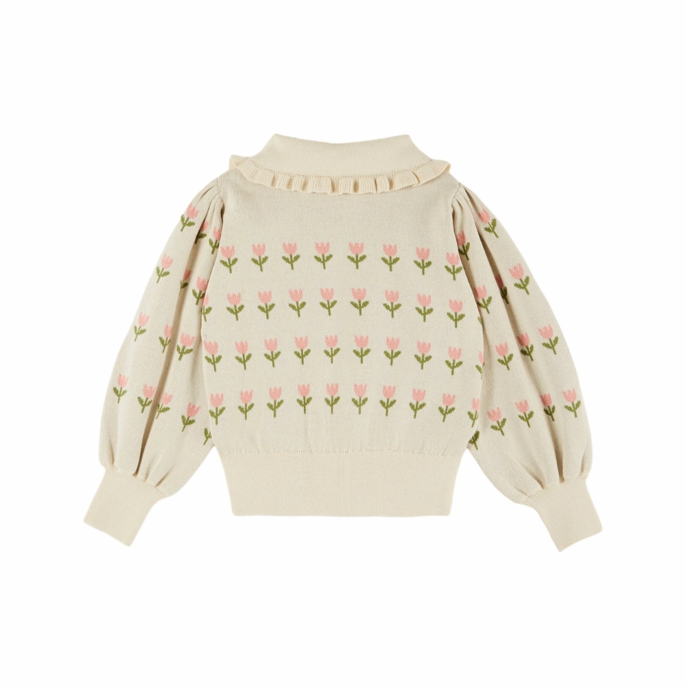 Emile et Ida Flower Cardigan, Ecru Stylish Chill Piece Wardrobe Essential