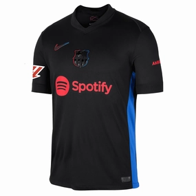 Flexible Collar Design Nike Barcelona Away Jersey w/ La Liga Patch 24/25 (Black/University Red/Hyper Royal)